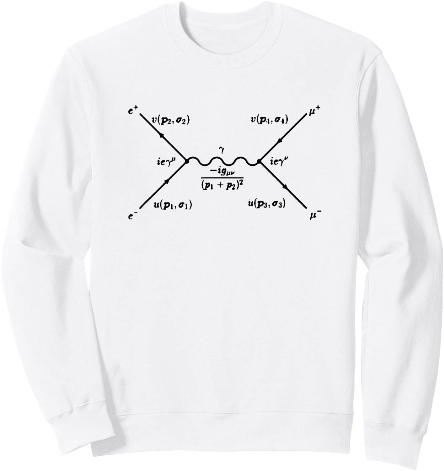 Noether Sym -Adults Kids , Grey, Small, Short Sleeve, Feynman Diagram, Science-Themed, Lightweight Sweatshirt - Sweatshirt | White