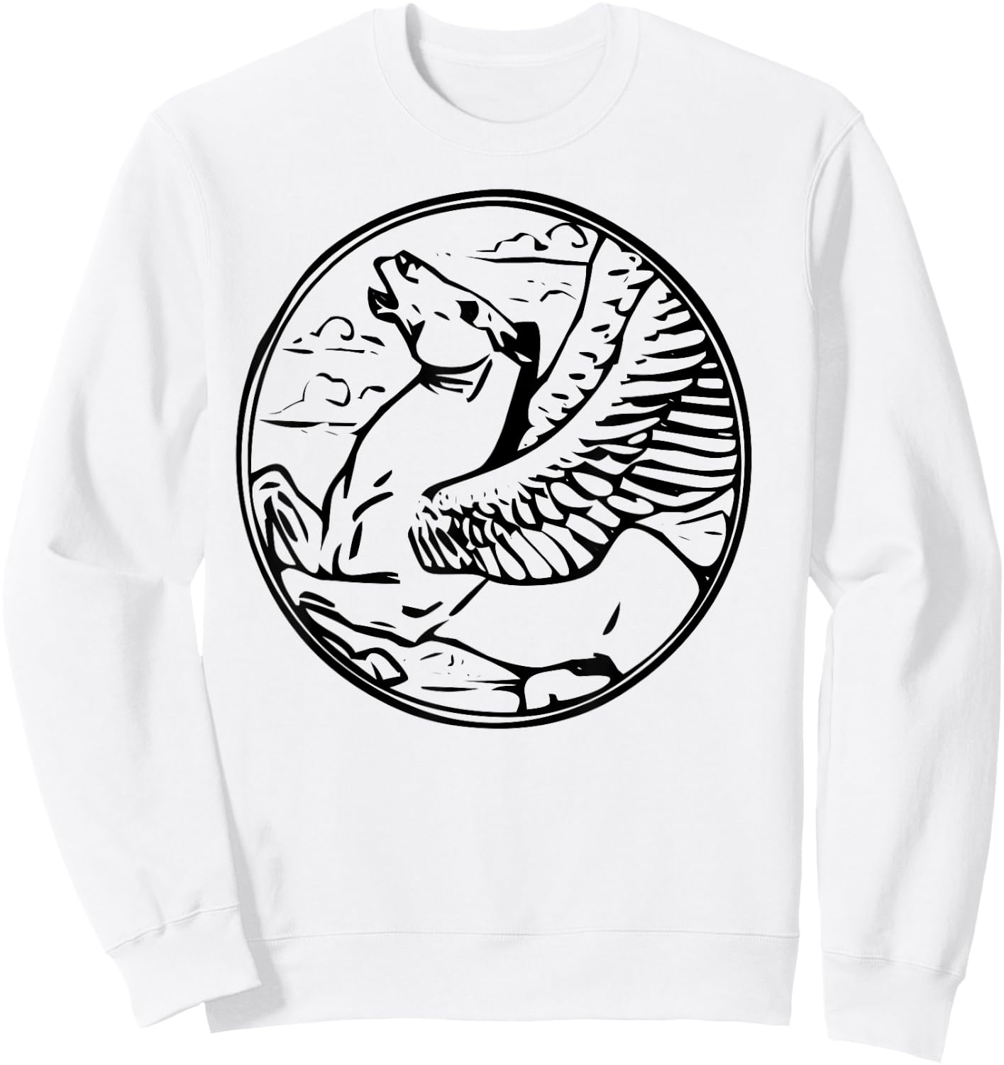 Pegasus Flying Winged Horse Sweatshirt - Sweatshirt | White