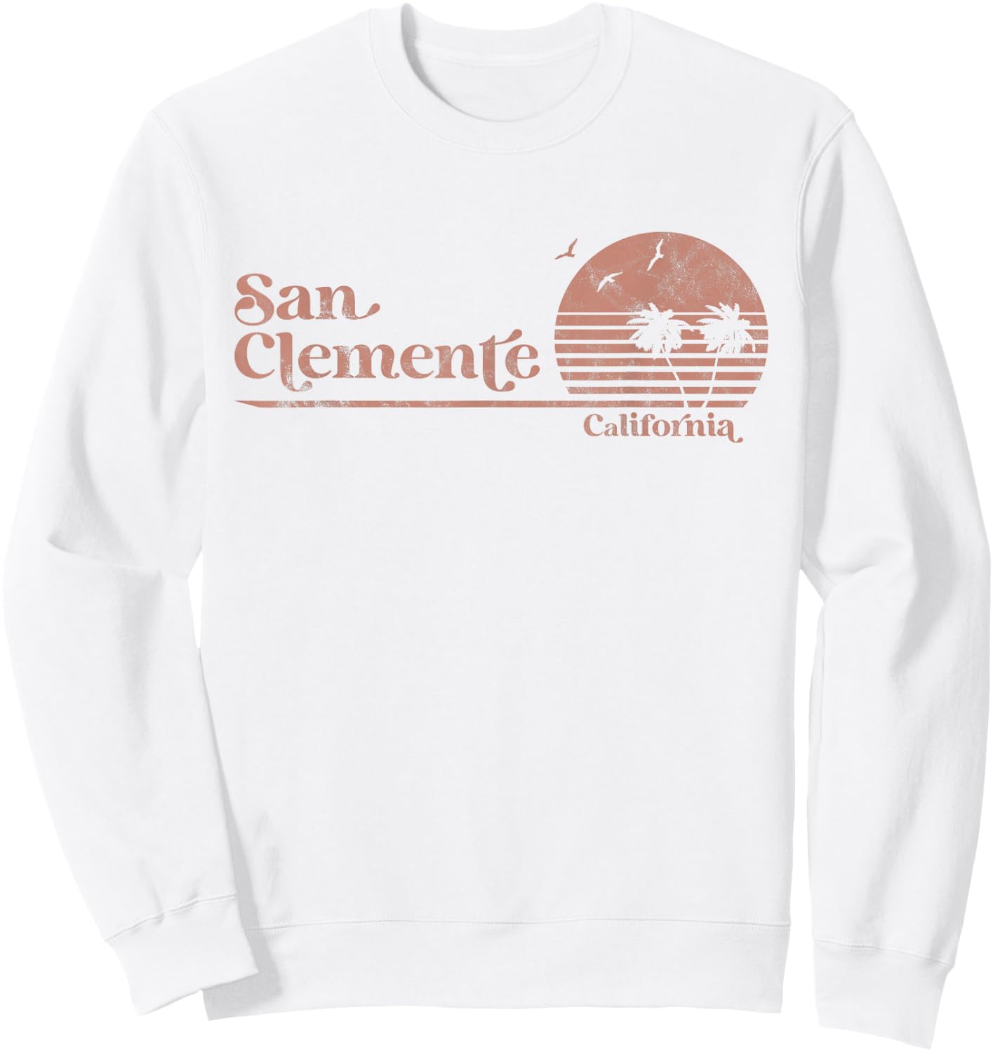 Vintage San Clemente California Palm Trees CA Retro Sweatshirt - Sweatshirt | White