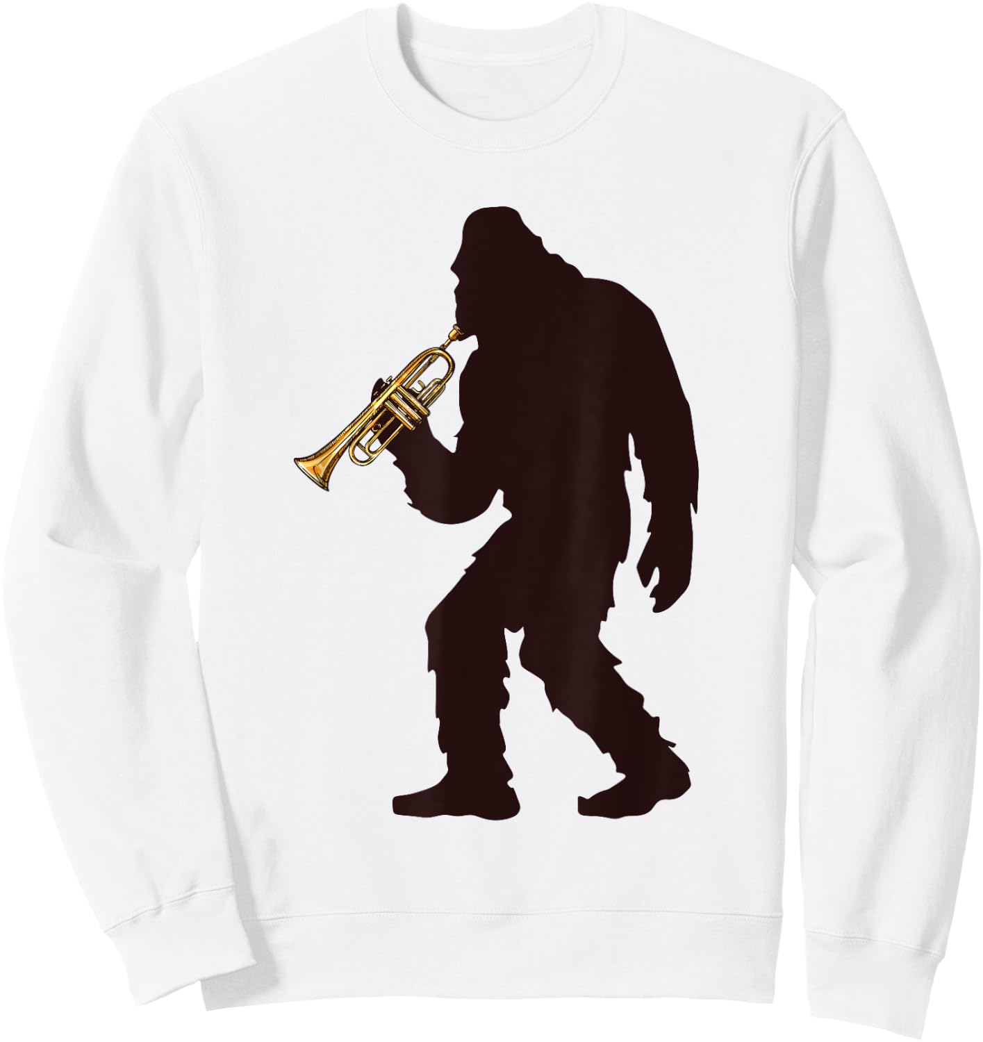 Bigfoot Playing Trumpet Music Funny Musical Instruments Sweatshirt - Sweatshirt | White