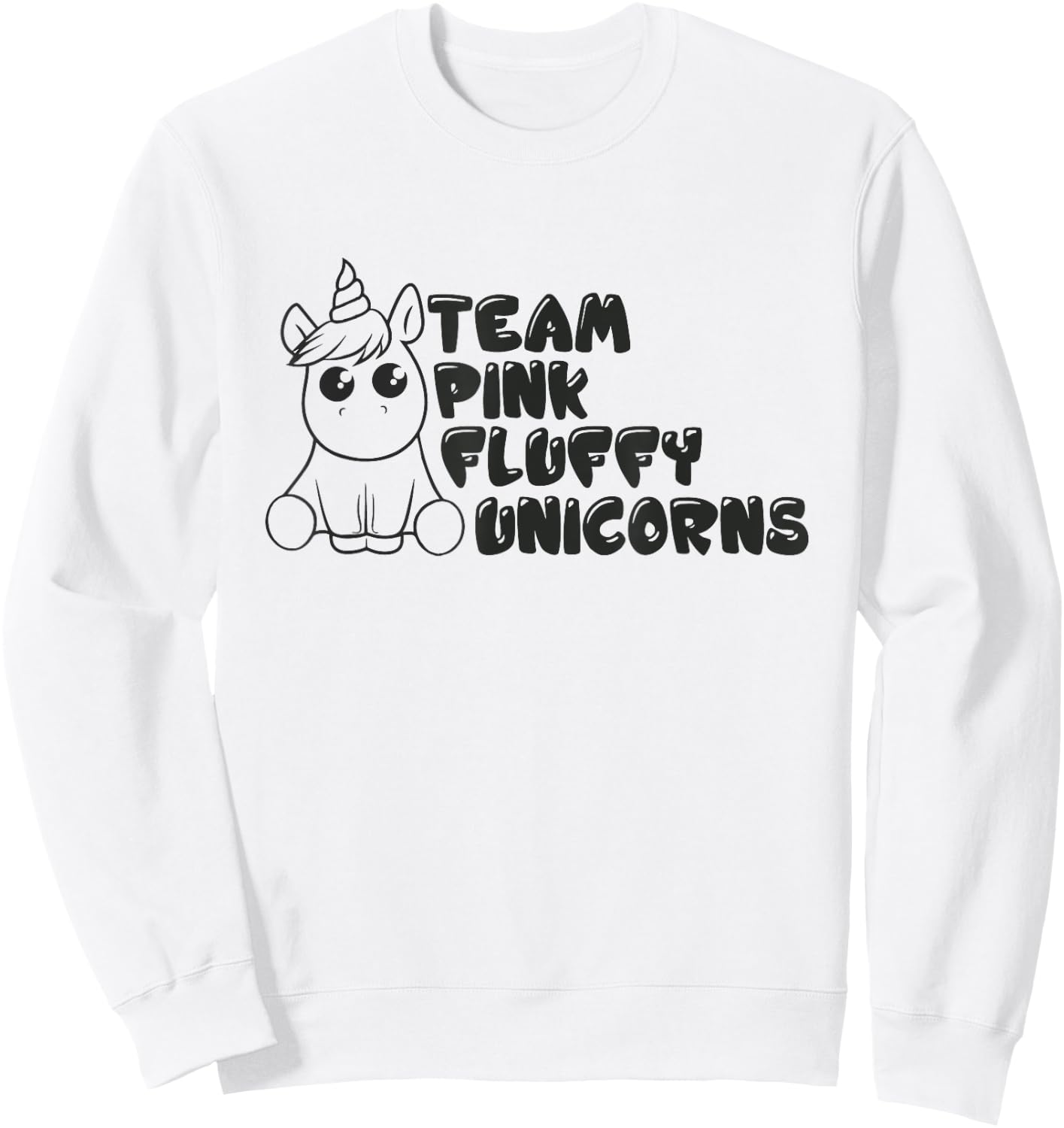 Team Pink Fluffy Unicorn Sweatshirt - Sweatshirt | White
