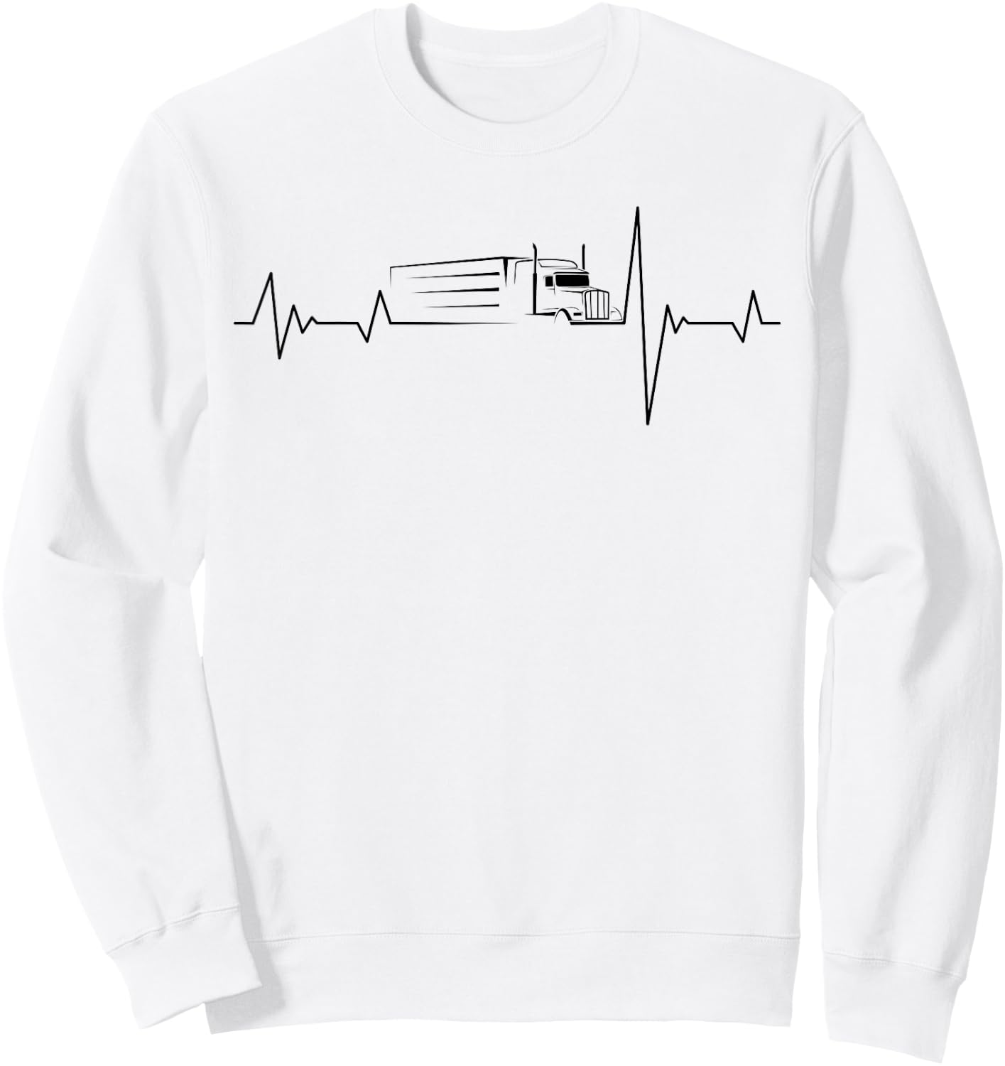 Truck Driver Heartbeat 18 Wheeler Tractor Unit Gift Sweatshirt - Sweatshirt | White