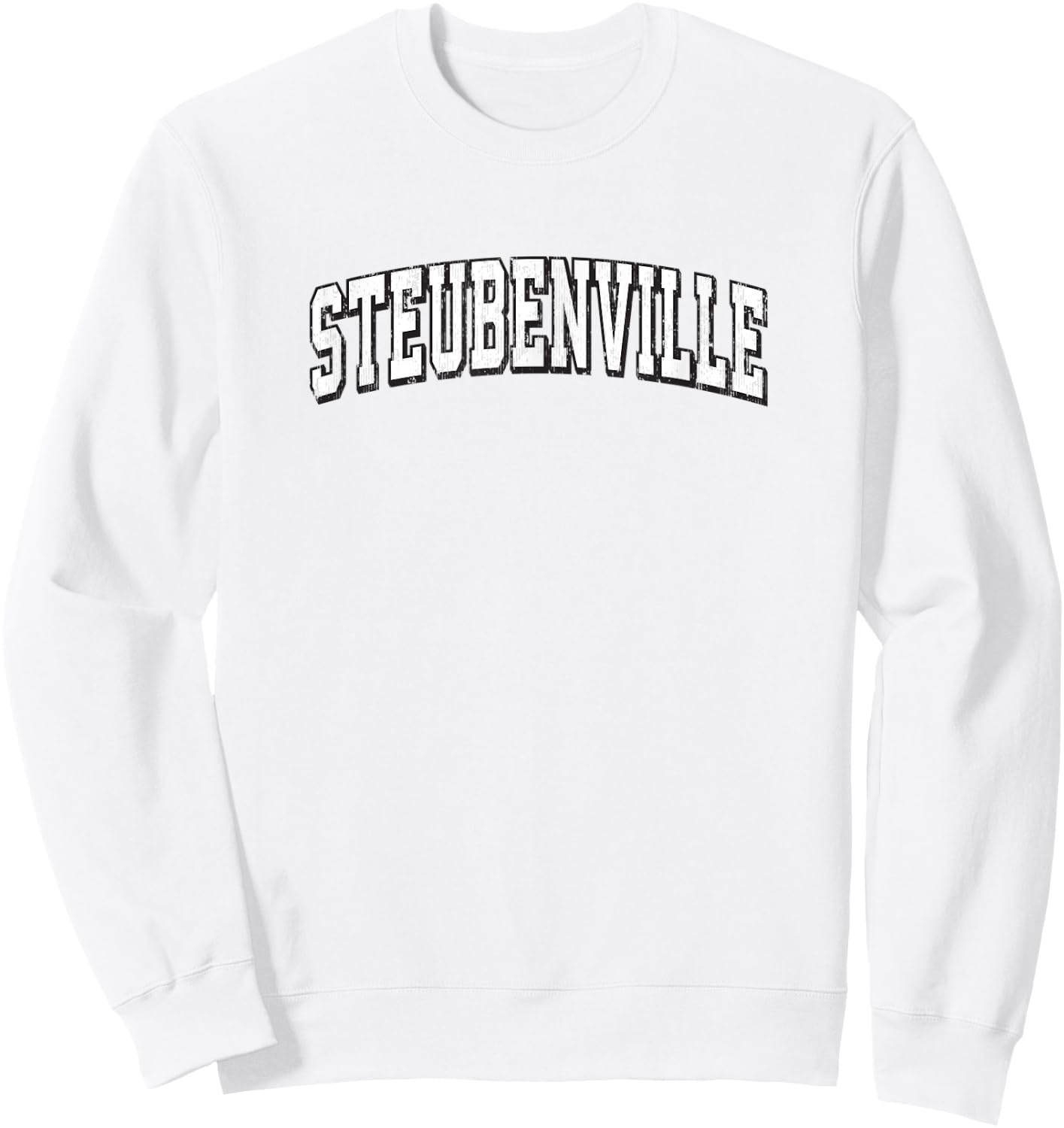 Steubenville Ohio Vintage Athletic Sports B&W Print Sweatshirt - Sweatshirt | White
