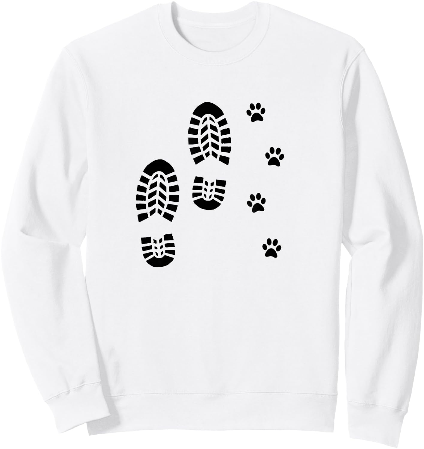 Dog and Man Hiking Dog Hiker People That Hike with Dogs Paw Sweatshirt - Sweatshirt | White