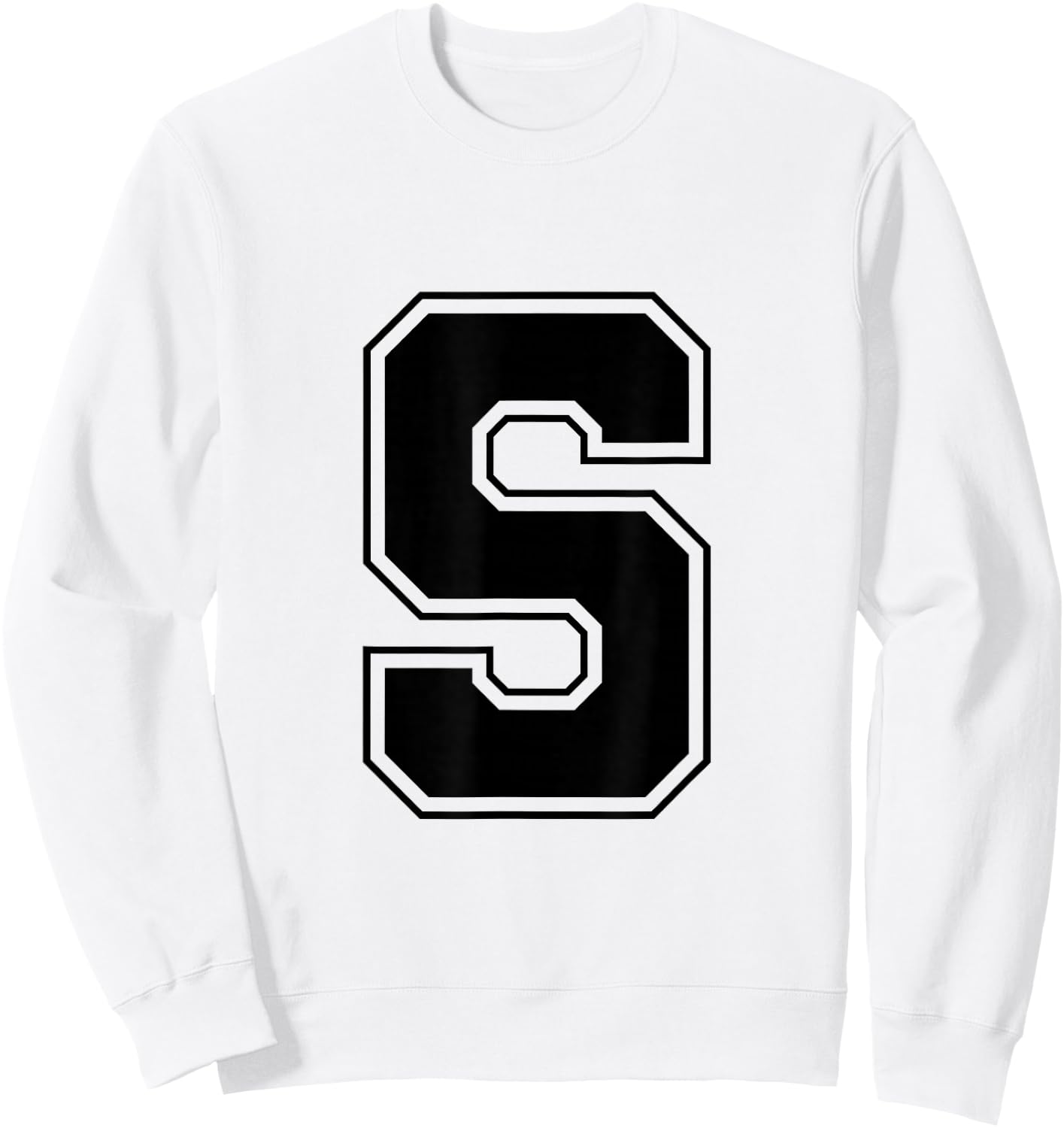 Letter S Big Bold Capital Varsity Alphabet Monogram Sweatshirt - Sweatshirt | White
