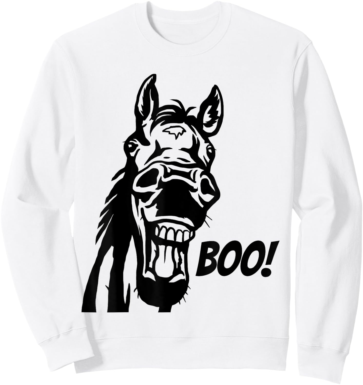 Boo! | Funny Hiding Horse Lover Peekaboo Halloween Horse Sweatshirt - Sweatshirt | White