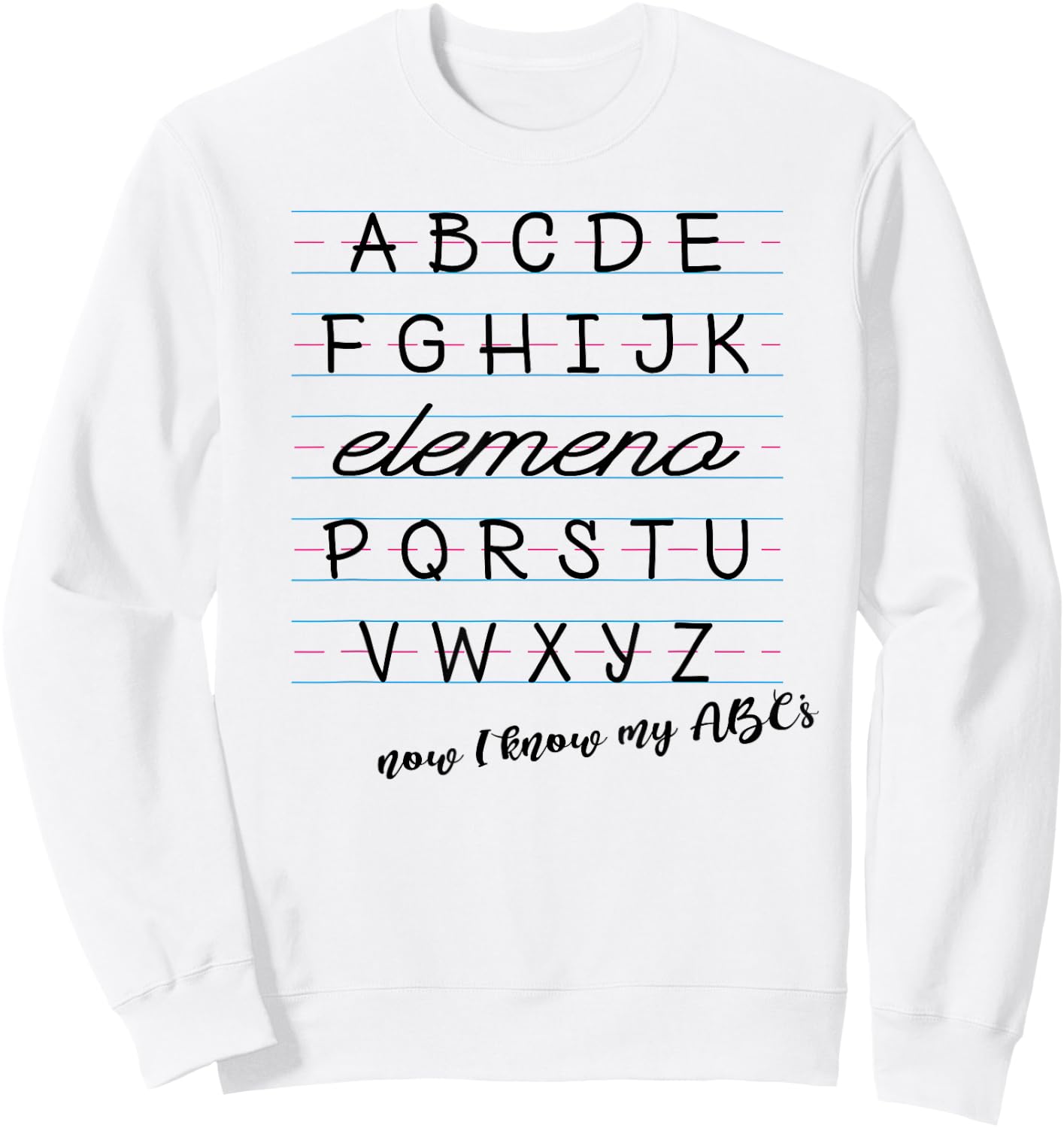ABC Elemeno Shirt Alphabet Kindergarten Preschool Teacher Sweatshirt - Sweatshirt | White