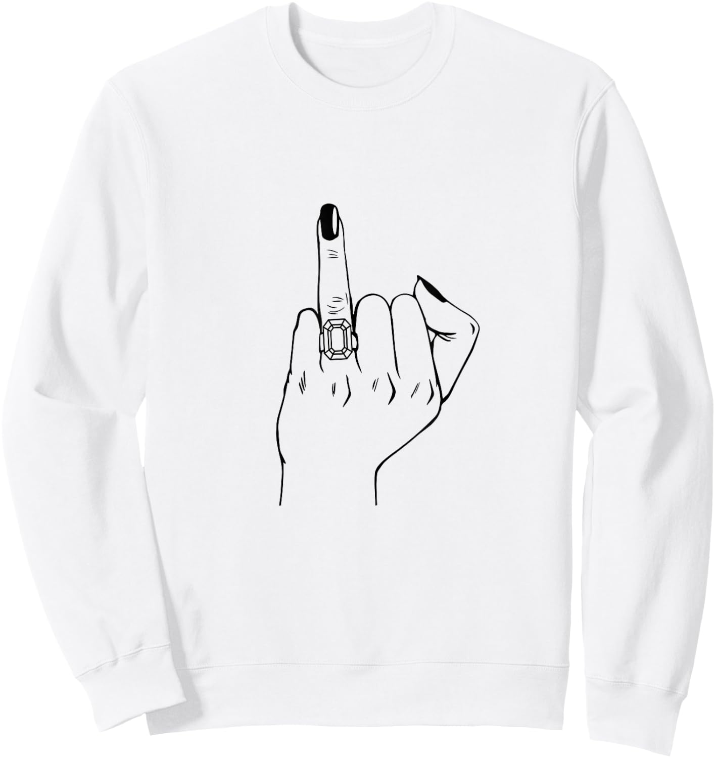 Finger Engagement Ring, Wedding Honeymoon Bachelorette Bride Sweatshirt - Sweatshirt | White