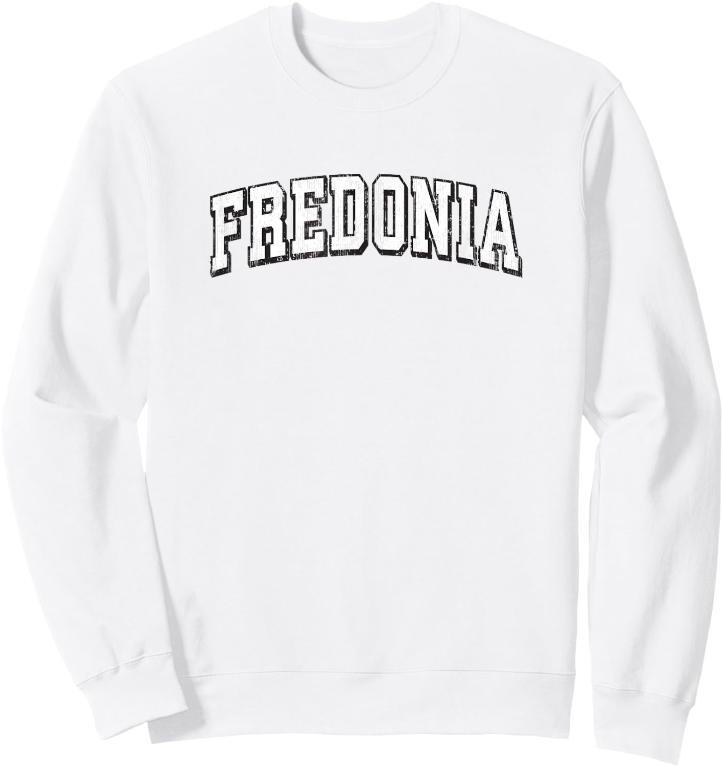 Fredonia New York Vintage Athletic Sports B&W Print Sweatshirt - Sweatshirt | White