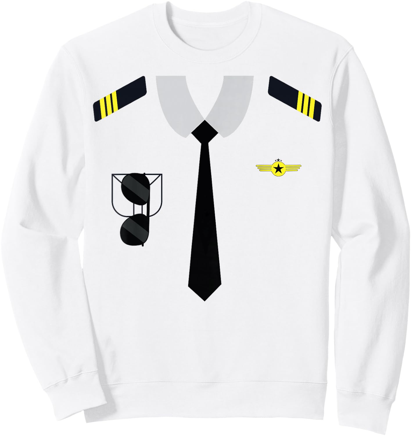 Airplane Pilot Costume Funny Aviation Uniform Men Boy Girl Sweatshirt - Sweatshirt | White