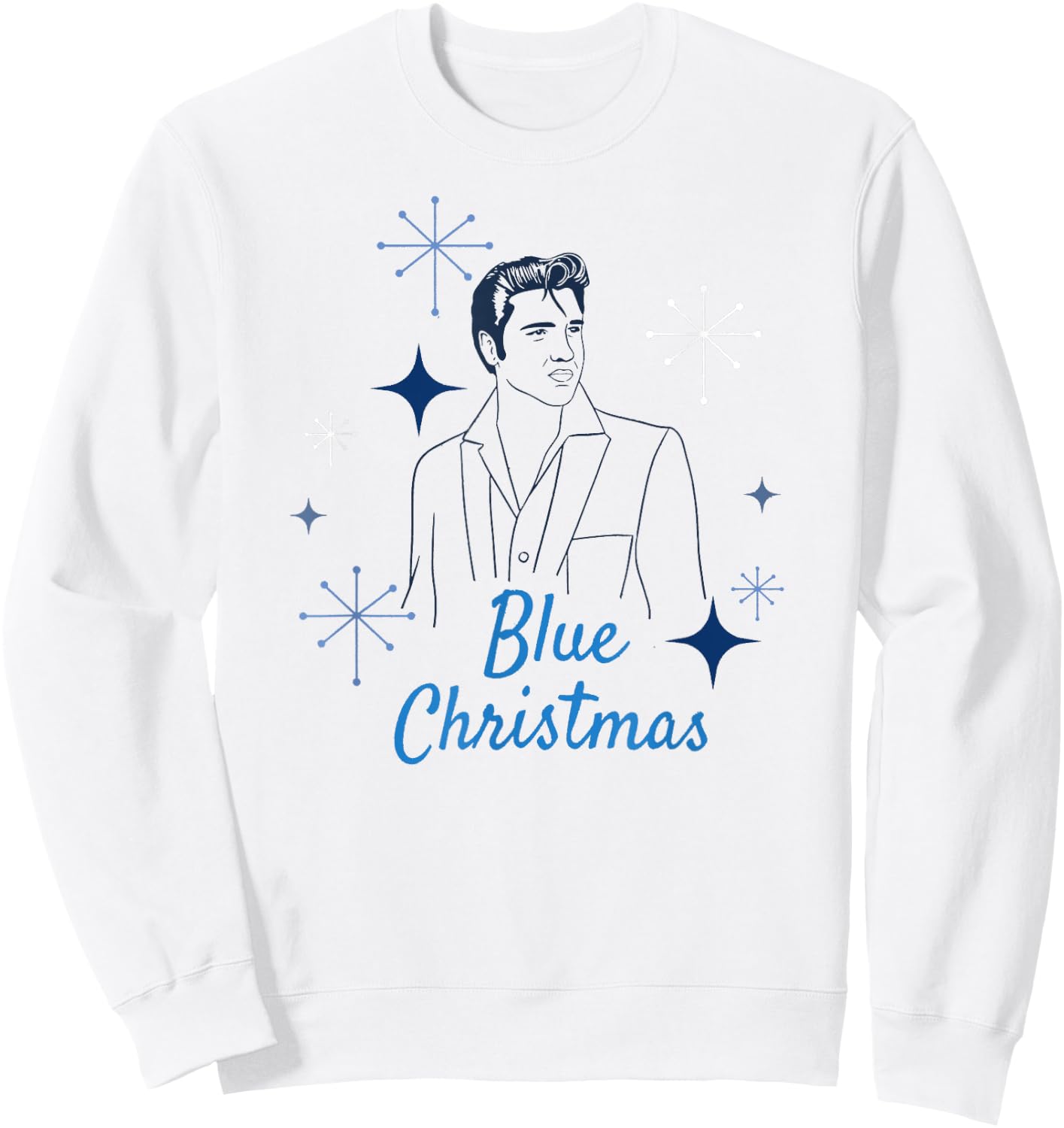 Elvis Presley Official Blue Christmas Sweatshirt - Sweatshirt | White