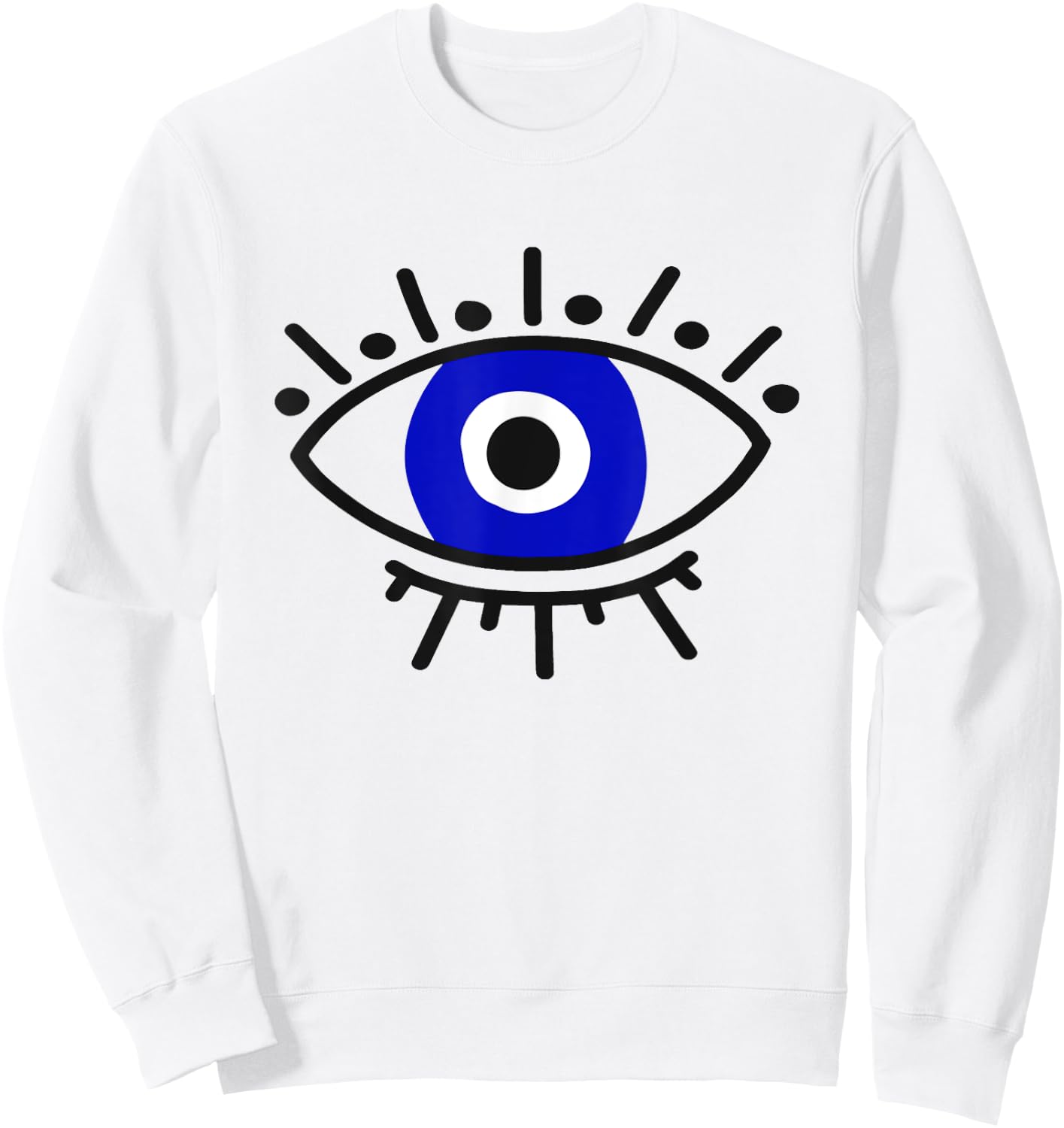 Evil Eye Curse Protection Hand of Hamsa Seeing Eyes Evil Eye Sweatshirt - Sweatshirt | White