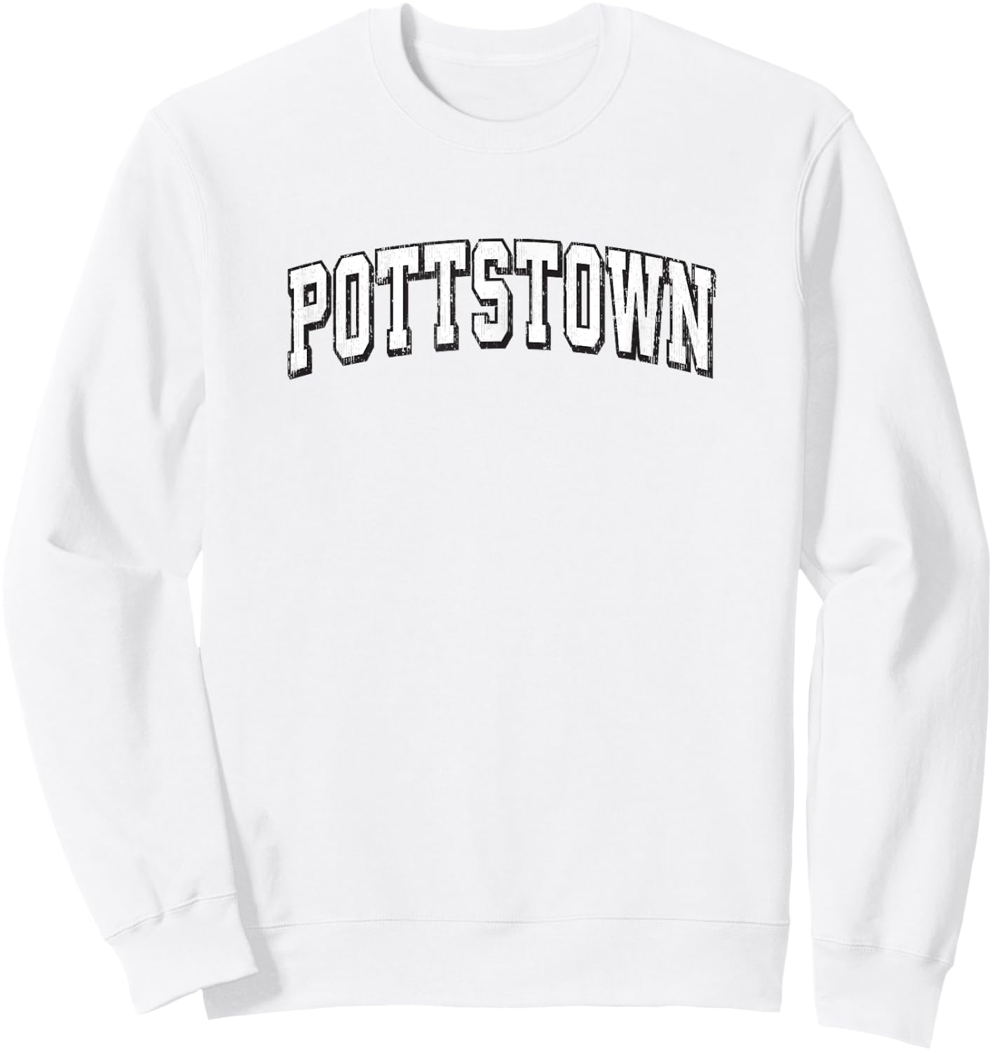 Pottstown Pennsylvania Vintage Athletic Sports B&W Print Sweatshirt - Sweatshirt | White