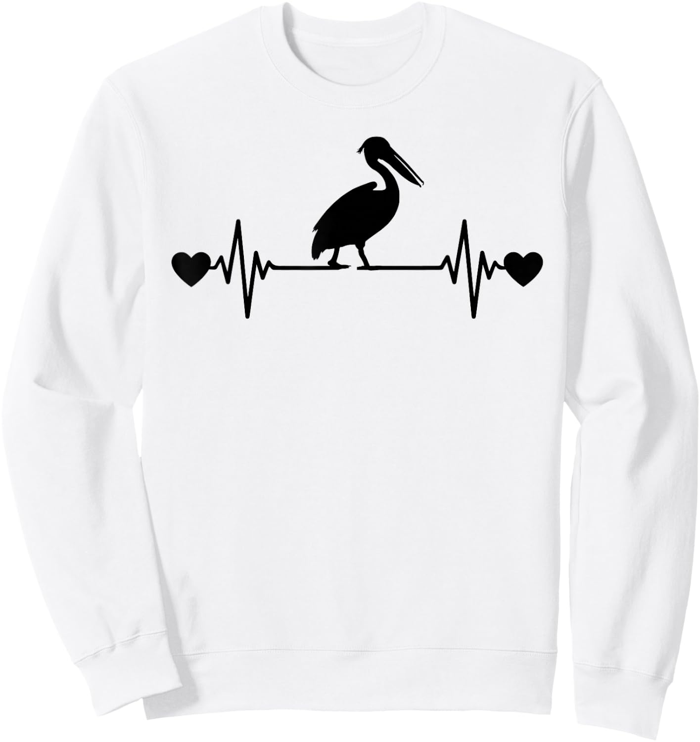 Funny Pelican Lover Men Women Heartbeat Design Pelican Sweatshirt - Sweatshirt | White