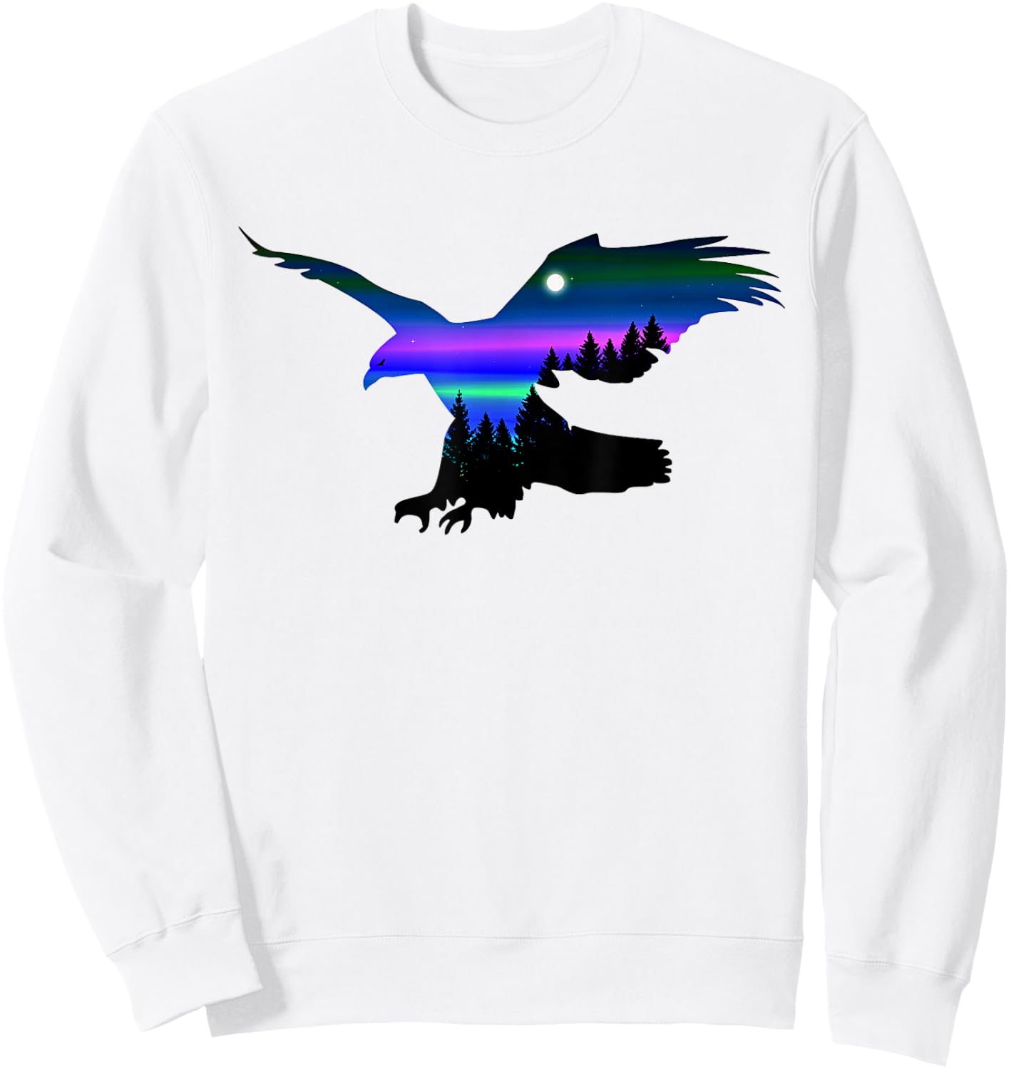 Beautiful Flying Eagle Aurora Sky Silhouette Sweatshirt - Sweatshirt | White