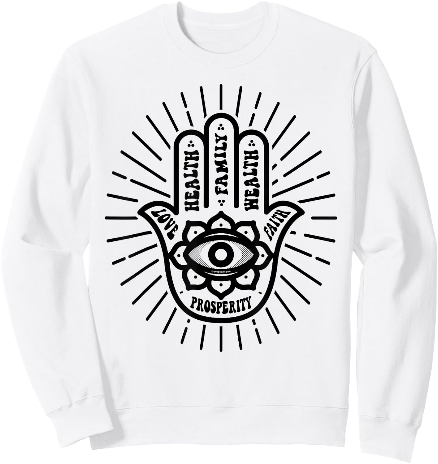 Hamsa Hand Protection Boho Spiritual Aesthetic Sweatshirt - Sweatshirt | White