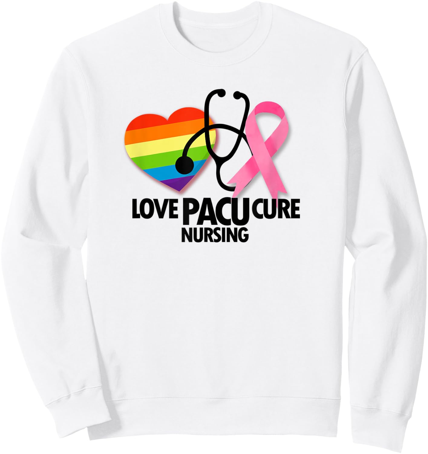 PACU Nurse RN Breast Cancer Awareness Sweatshirt - Sweatshirt | White