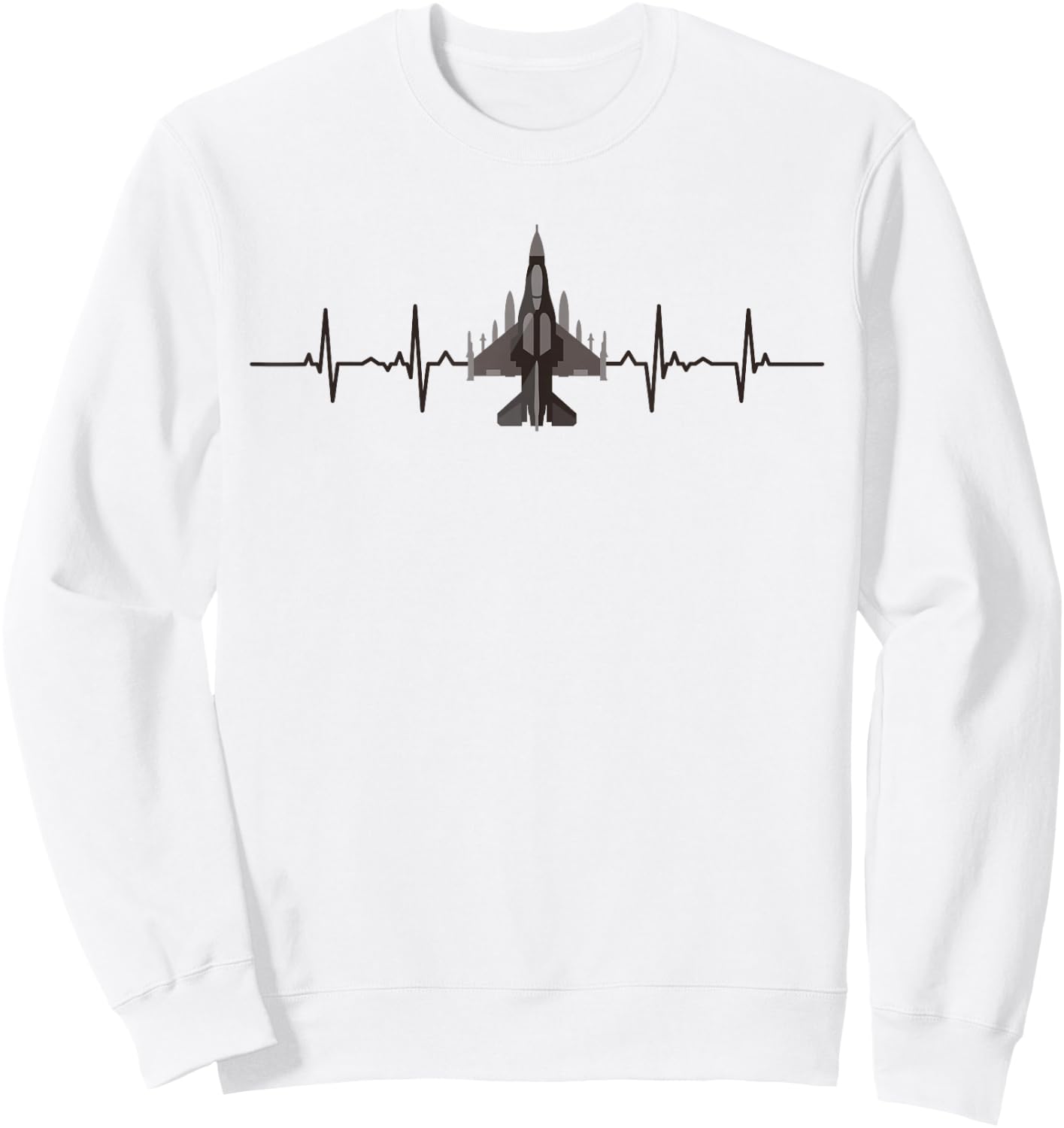 F-16 Jet Fighter Heartbeat Funny EKG Aviation Pilot Gift Men Sweatshirt - Sweatshirt | White