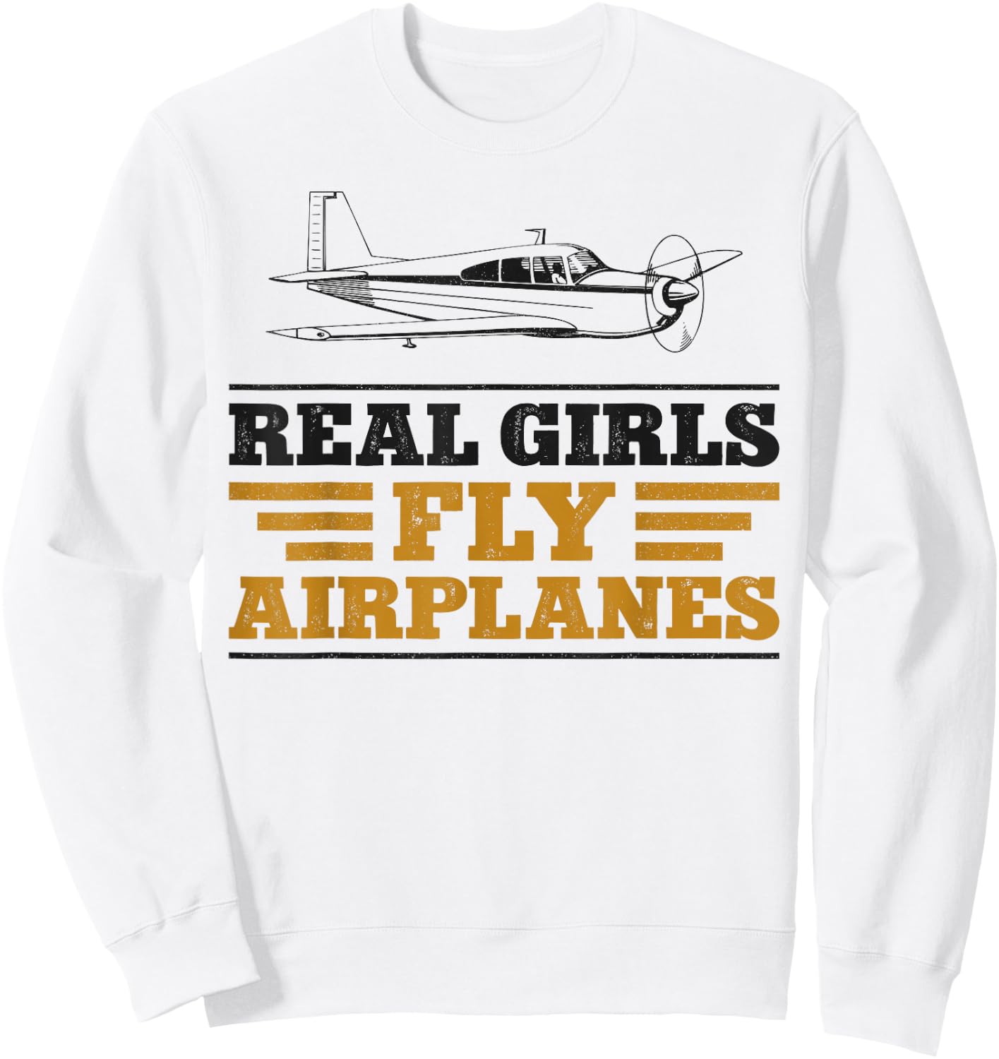 Airplane Pilot Girl Vintage Real Girls Fly Airplanes Sweatshirt - Sweatshirt | White
