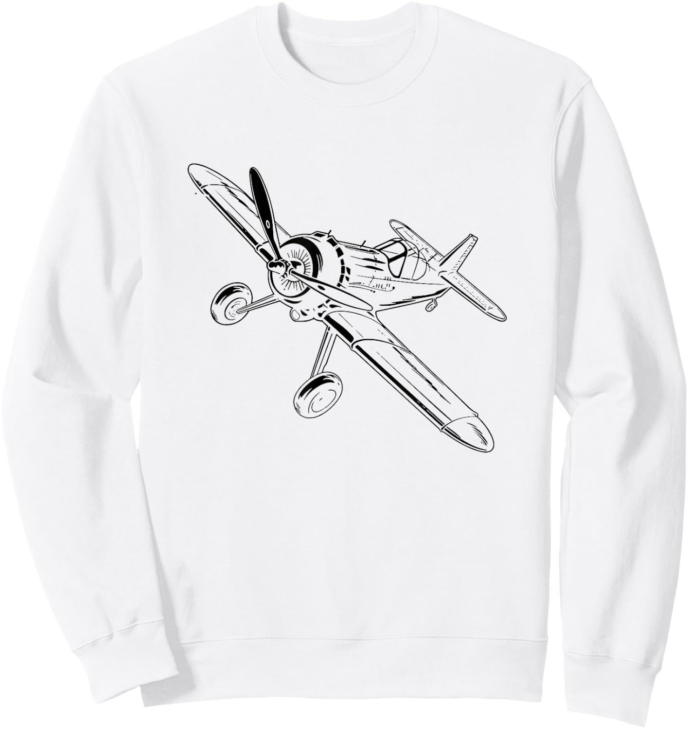 Propeller Aircraft Drawing Plane Lover Sweatshirt - Sweatshirt | White