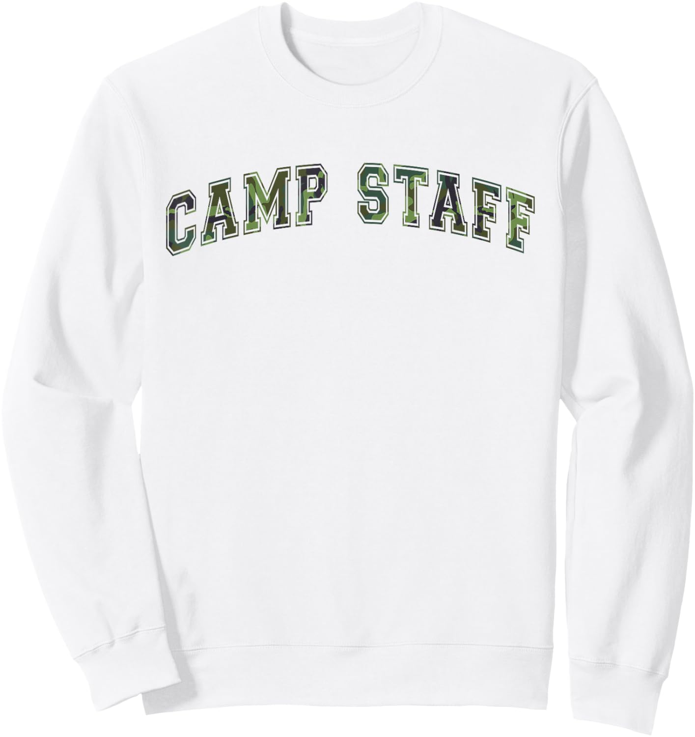 Camo CAMP STAFF Summer Campsite Host Director Team School Sweatshirt - Sweatshirt | White