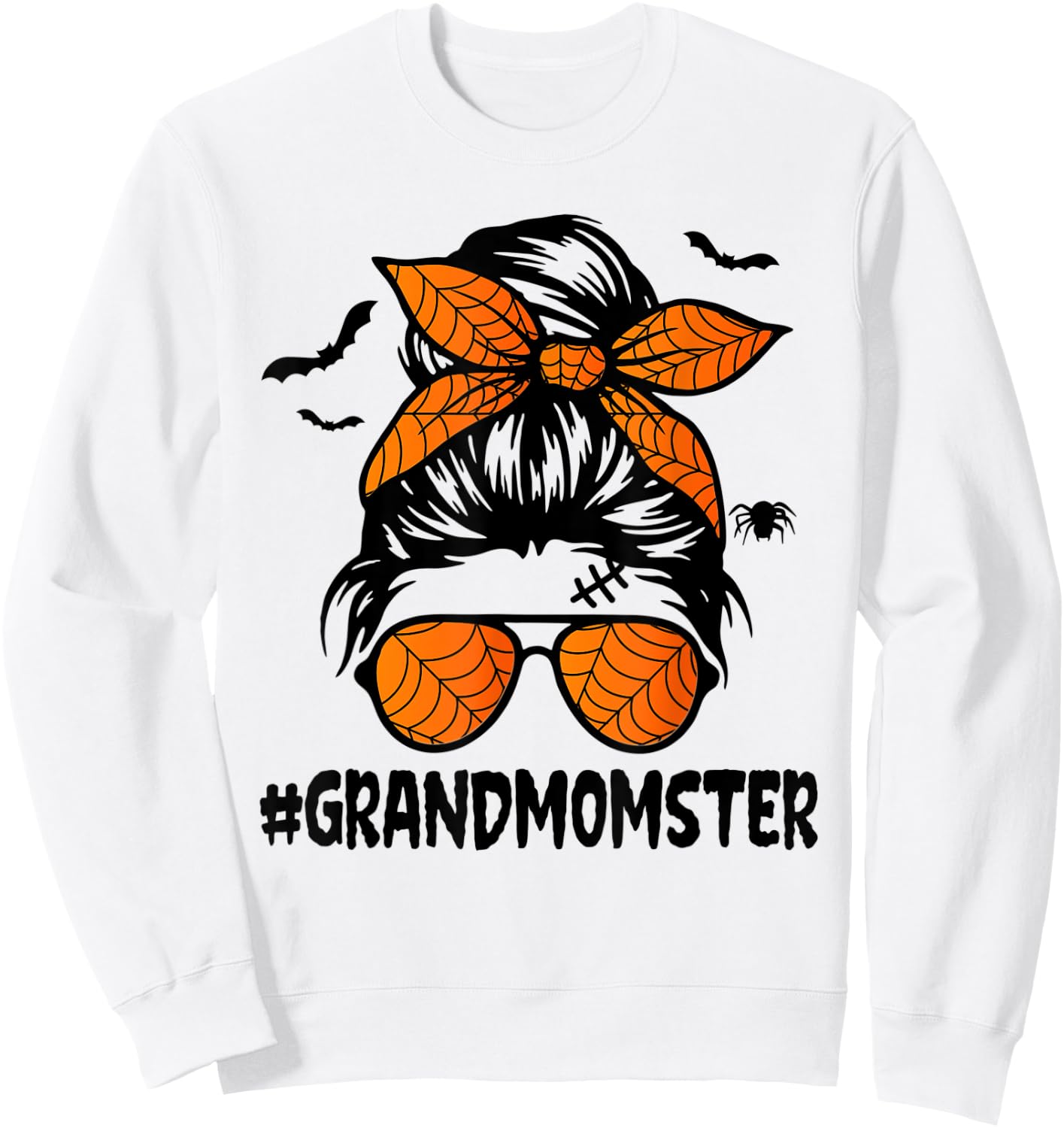 Grandmomster Shirt Women Halloween Nana Grandma Messy Bun Sweatshirt - Sweatshirt | White