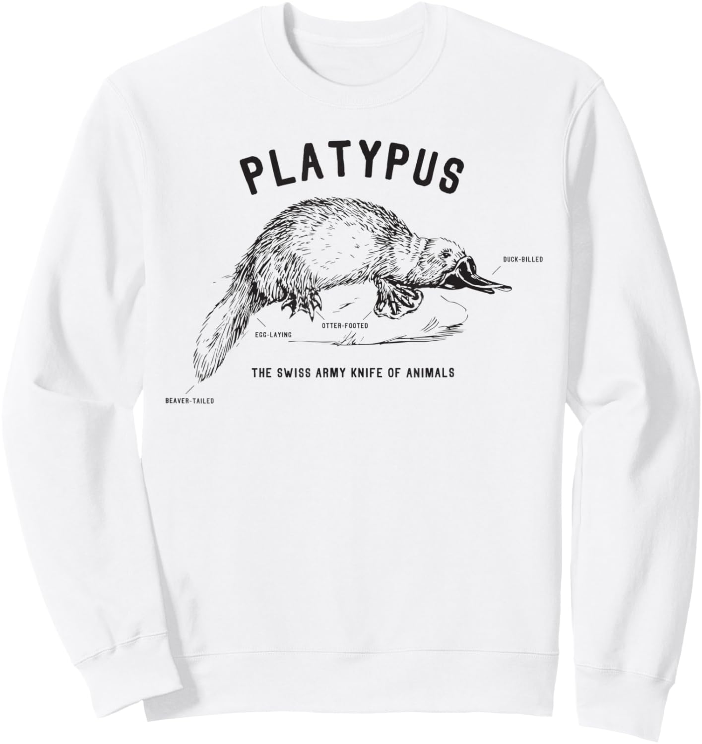 Platypus Swiss Army Knife of Animals Design - Funny Gift Sweatshirt - Sweatshirt | White