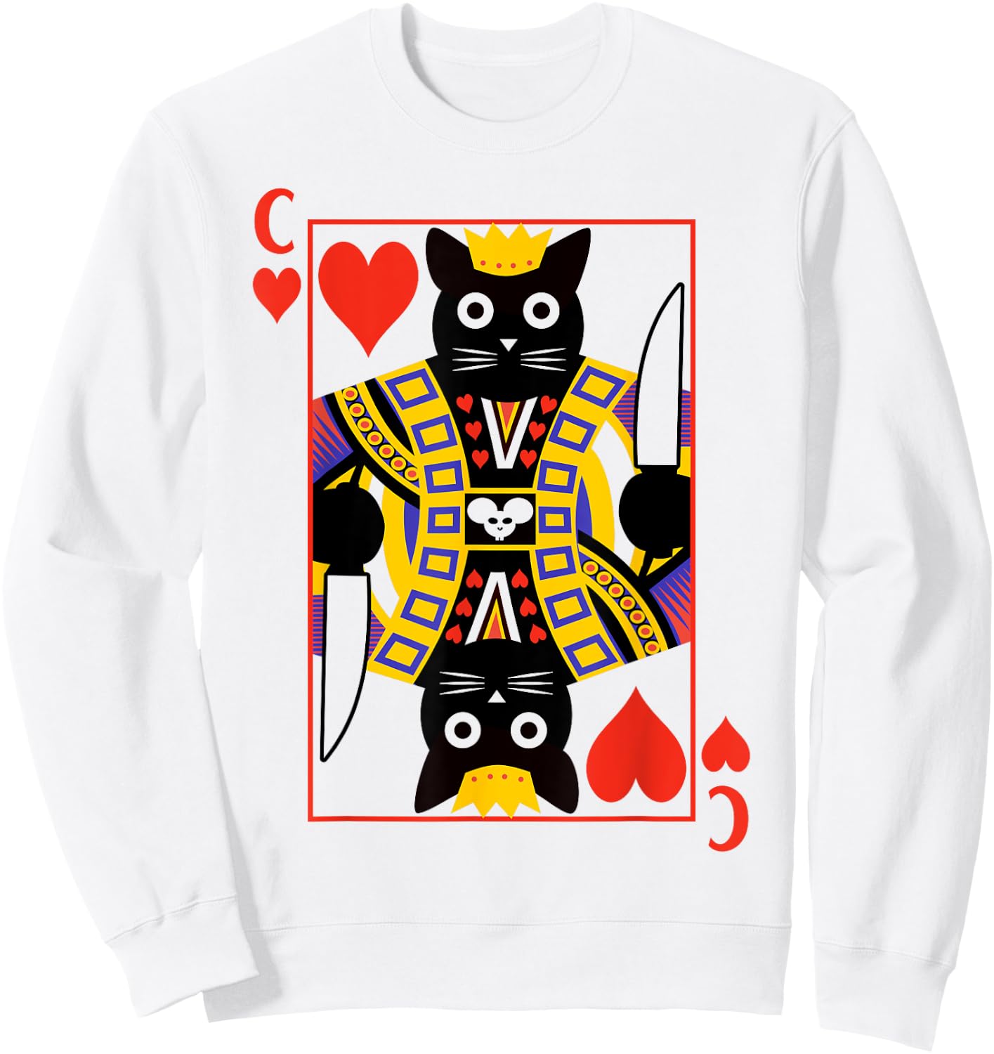 King Of Hearts Cat Poker Playing Card Women Sweatshirt - Sweatshirt | White