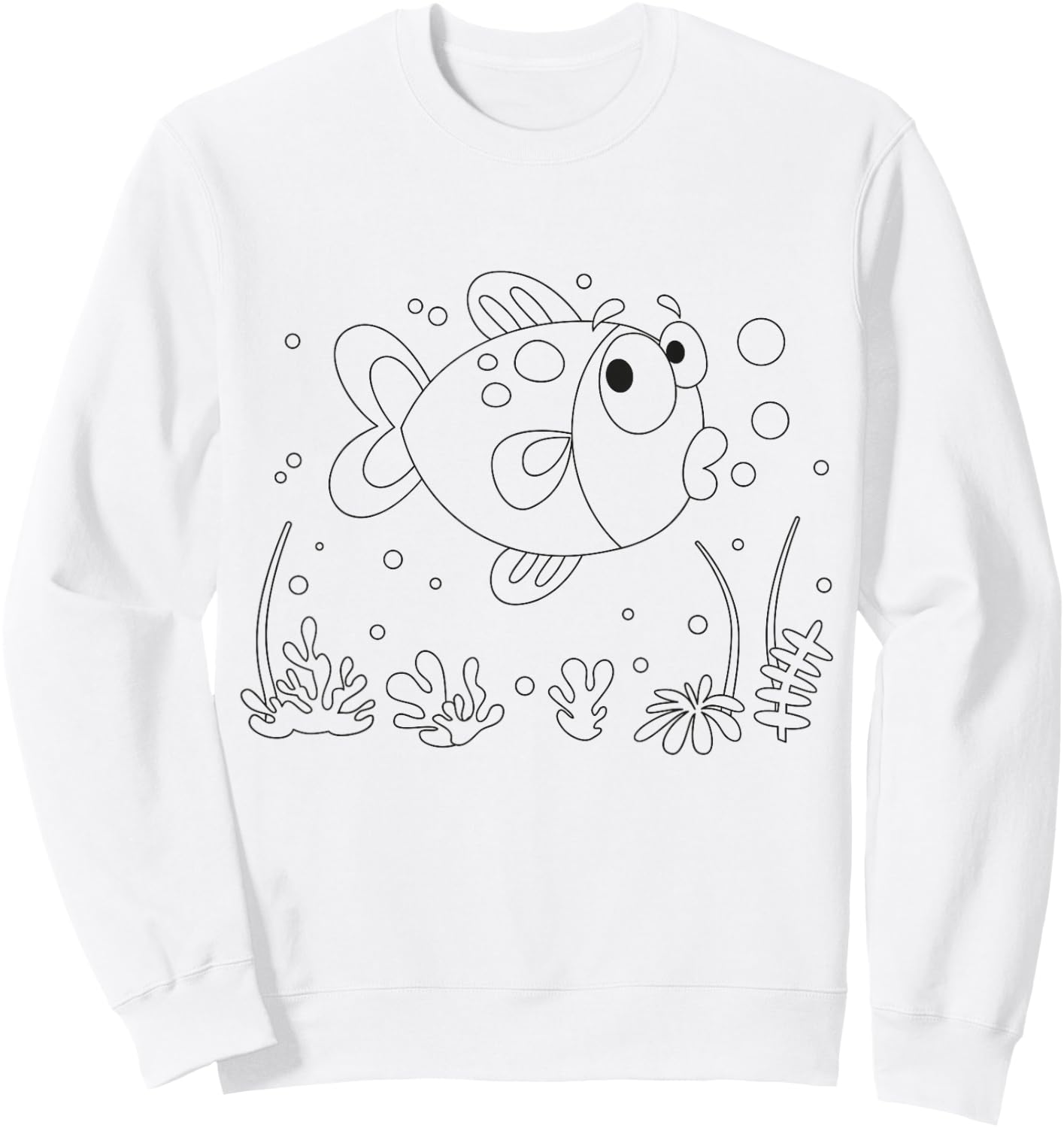 Cute fish to paint & color for kids Sweatshirt - Sweatshirt | White