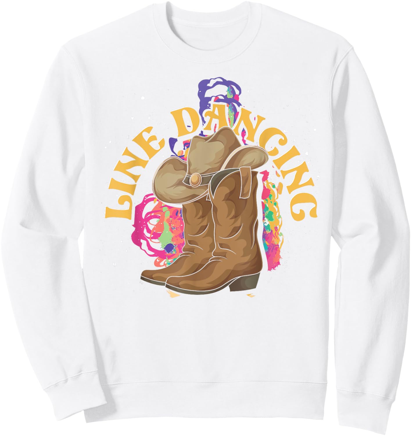 Line Dancing Cowboy Boots Hat Line Dancer Western Line Dance Sweatshirt - Sweatshirt | White