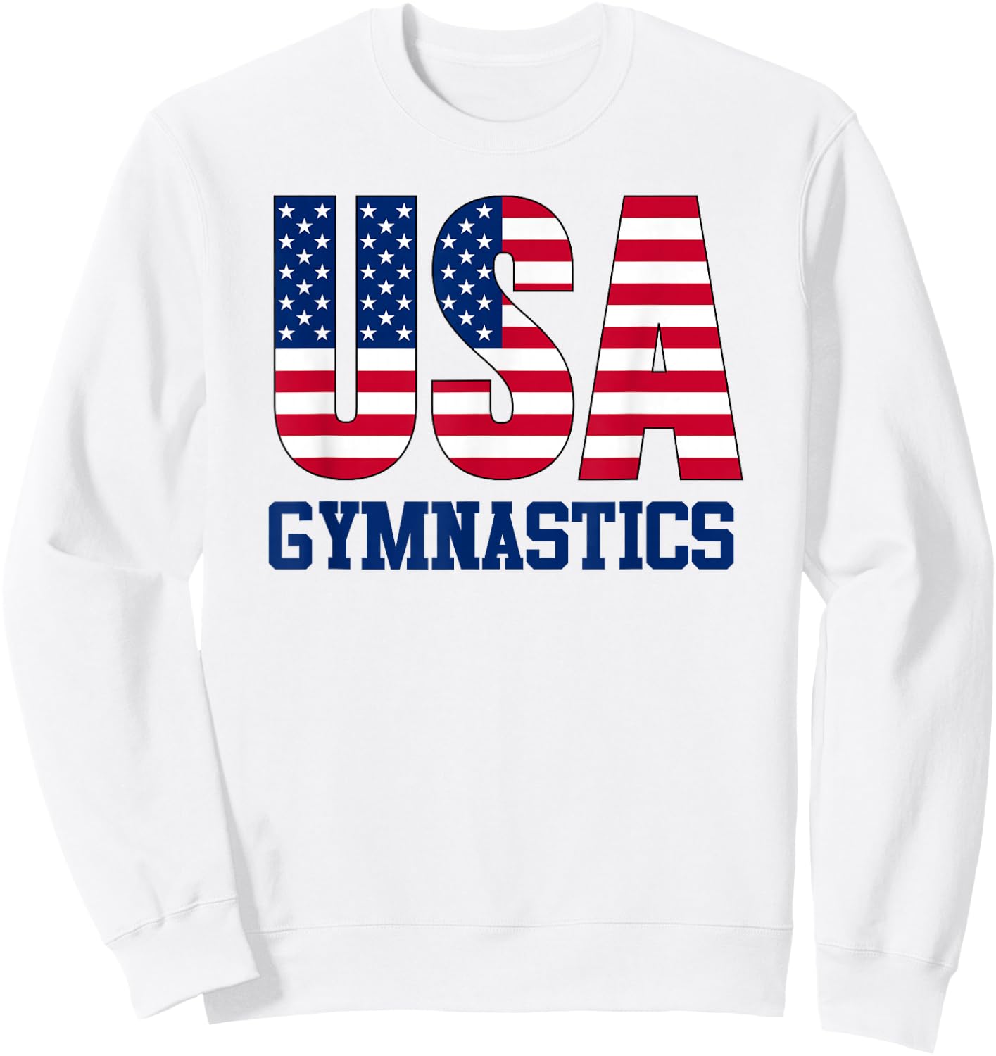 USA with American Flag Gymnastics Sports Sweatshirt - Sweatshirt | White