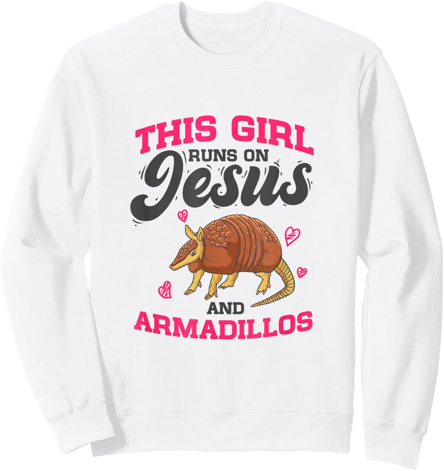 Armadillo Lover - This Girl Runs On Jesus And Armadillos Sweatshirt - Sweatshirt | White