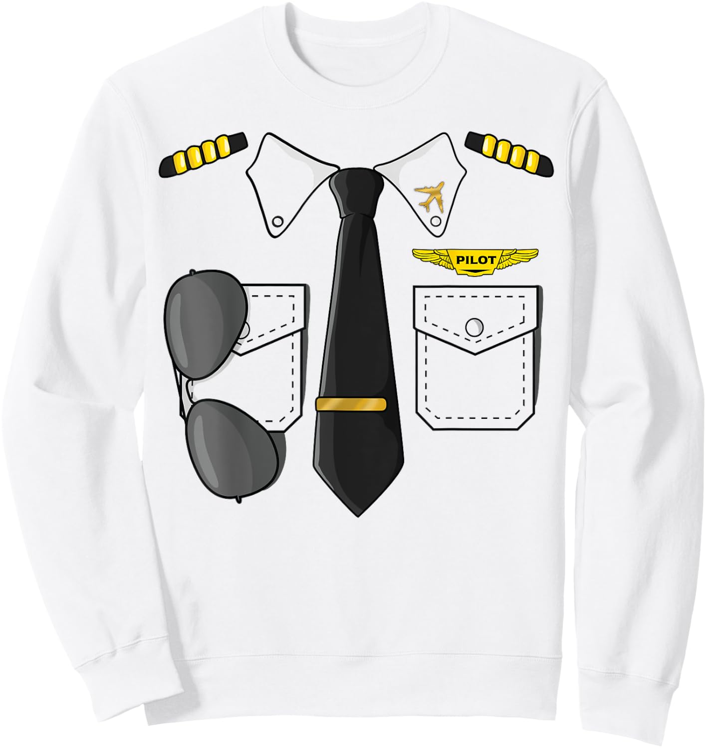 Airplane Airline Pilot Costume Kids Dress Up Halloween Sweatshirt - Sweatshirt | White