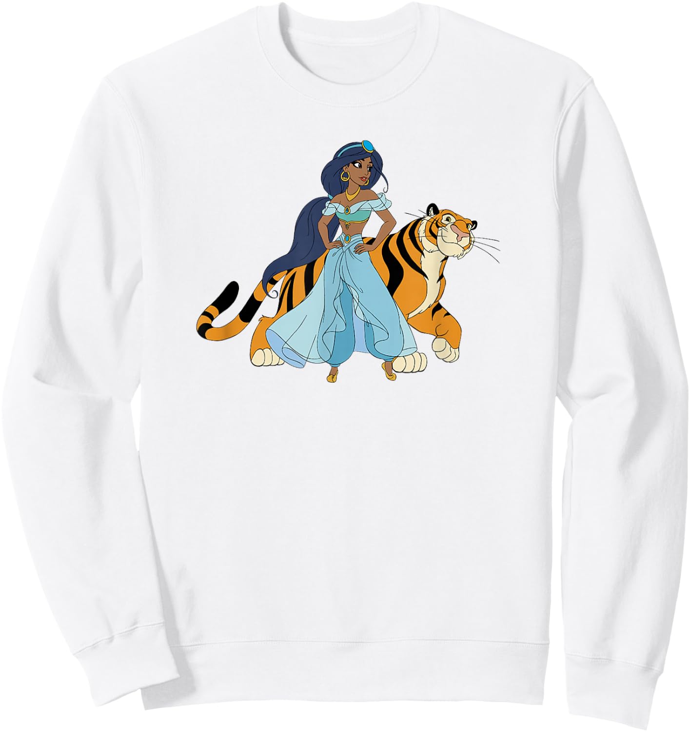 Disney Aladdin Jasmine And Rajah Tiger Pose Sweatshirt - Sweatshirt | White