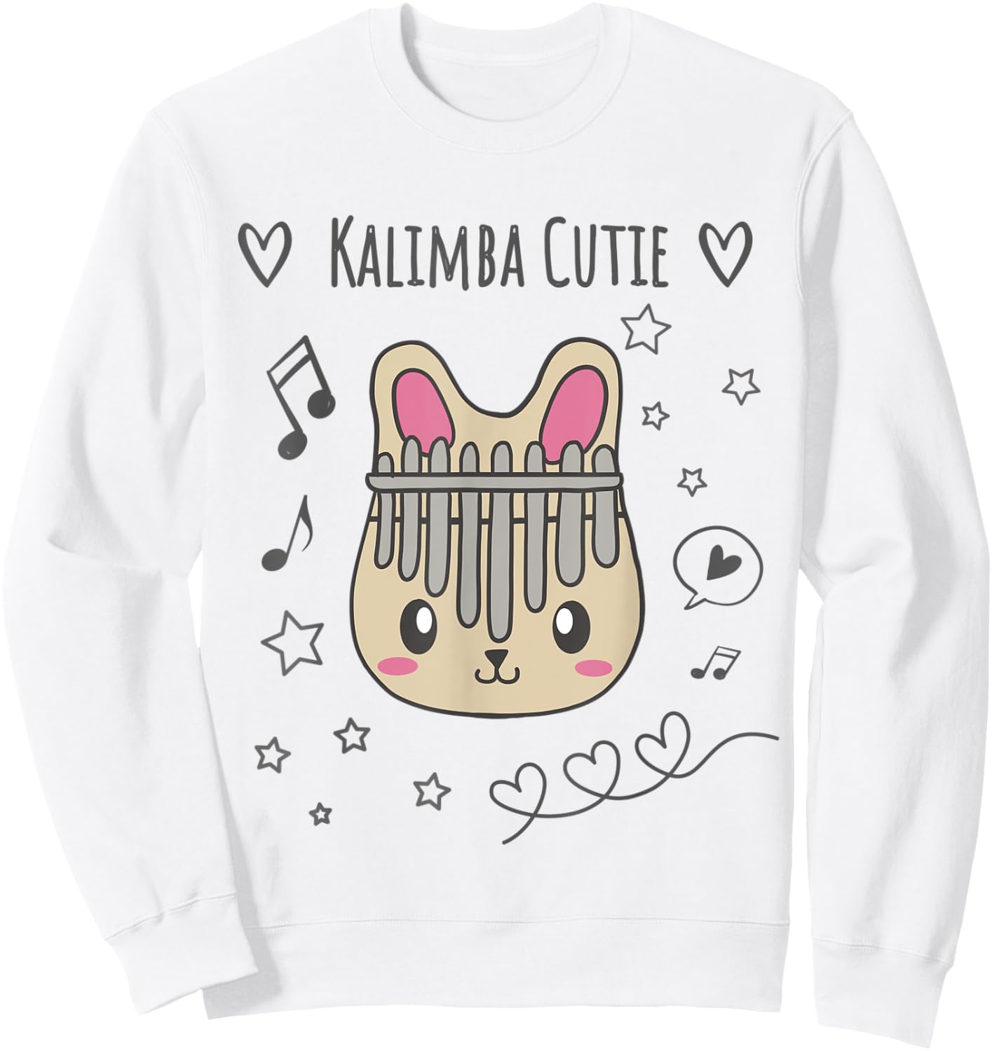 Kawaii Bunny Rabbit Kalimba Music Sweatshirt - Sweatshirt | White