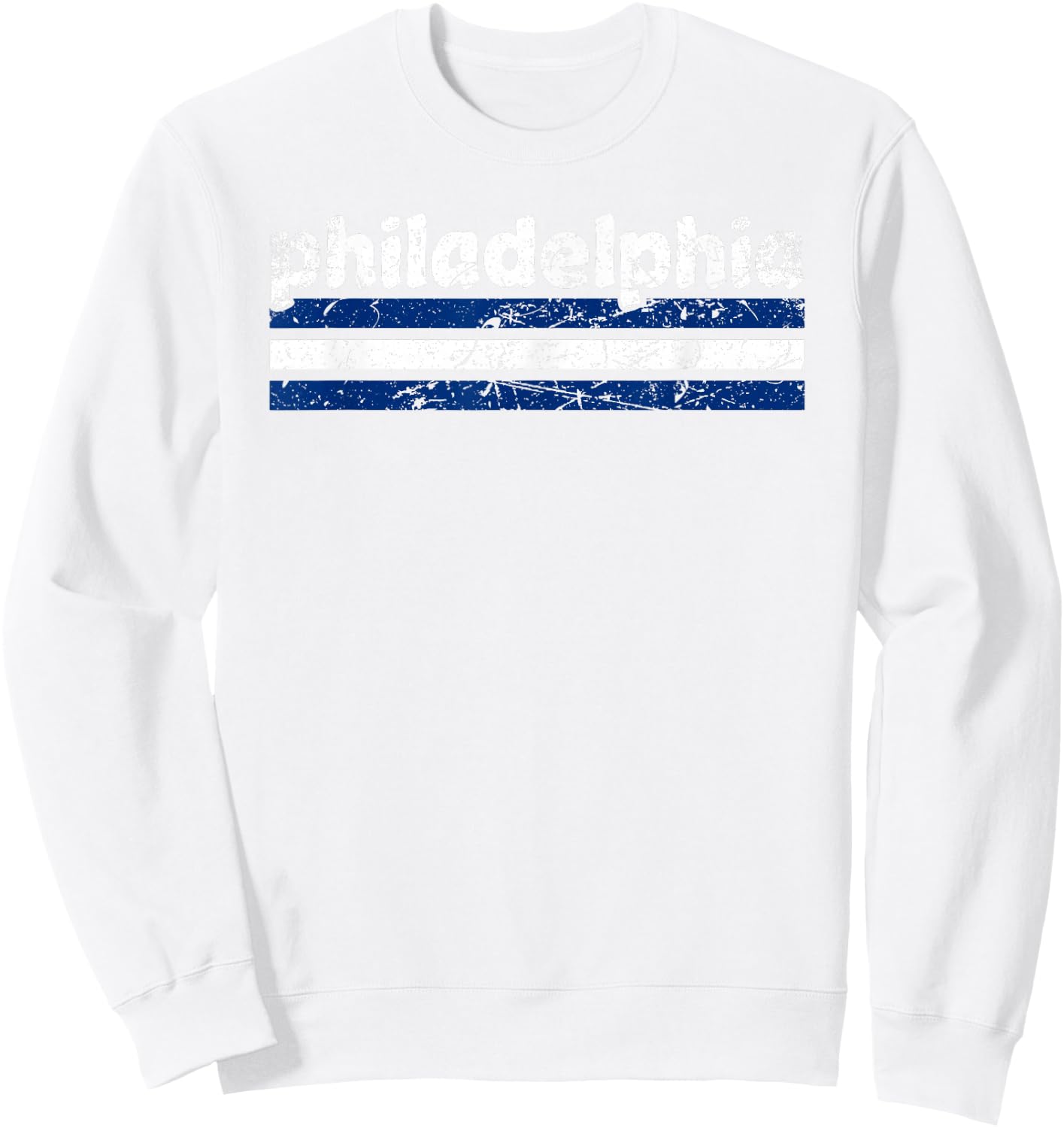 Philadelphia Pennsylvania Three Stripe Vintage Weathered Sweatshirt - Sweatshirt | White