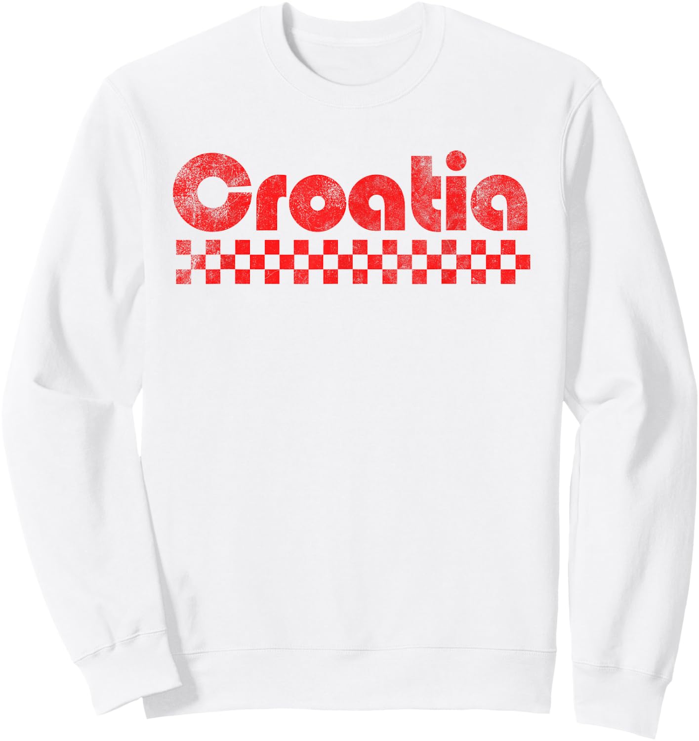 Croatia Fan Retro Vintage Flag Sweatshirt - Sweatshirt | White