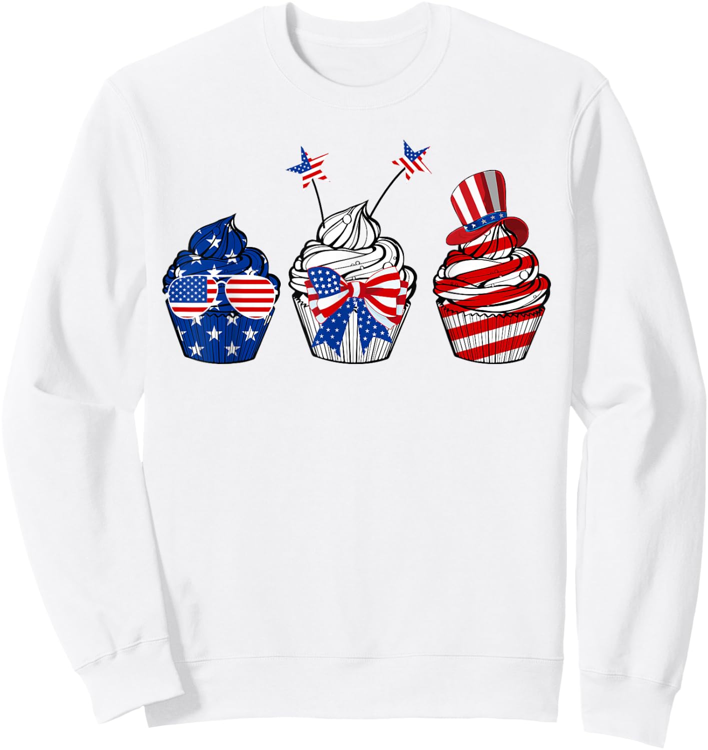 Red White Blue Cupcake Baking Lover 4th Of July Gifts Sweatshirt - Sweatshirt | White