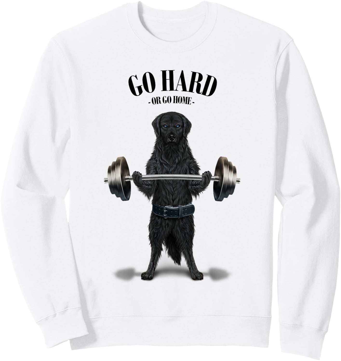Black Labrador Dog Weightlifting in Fitness Gym Sweatshirt - Sweatshirt | White