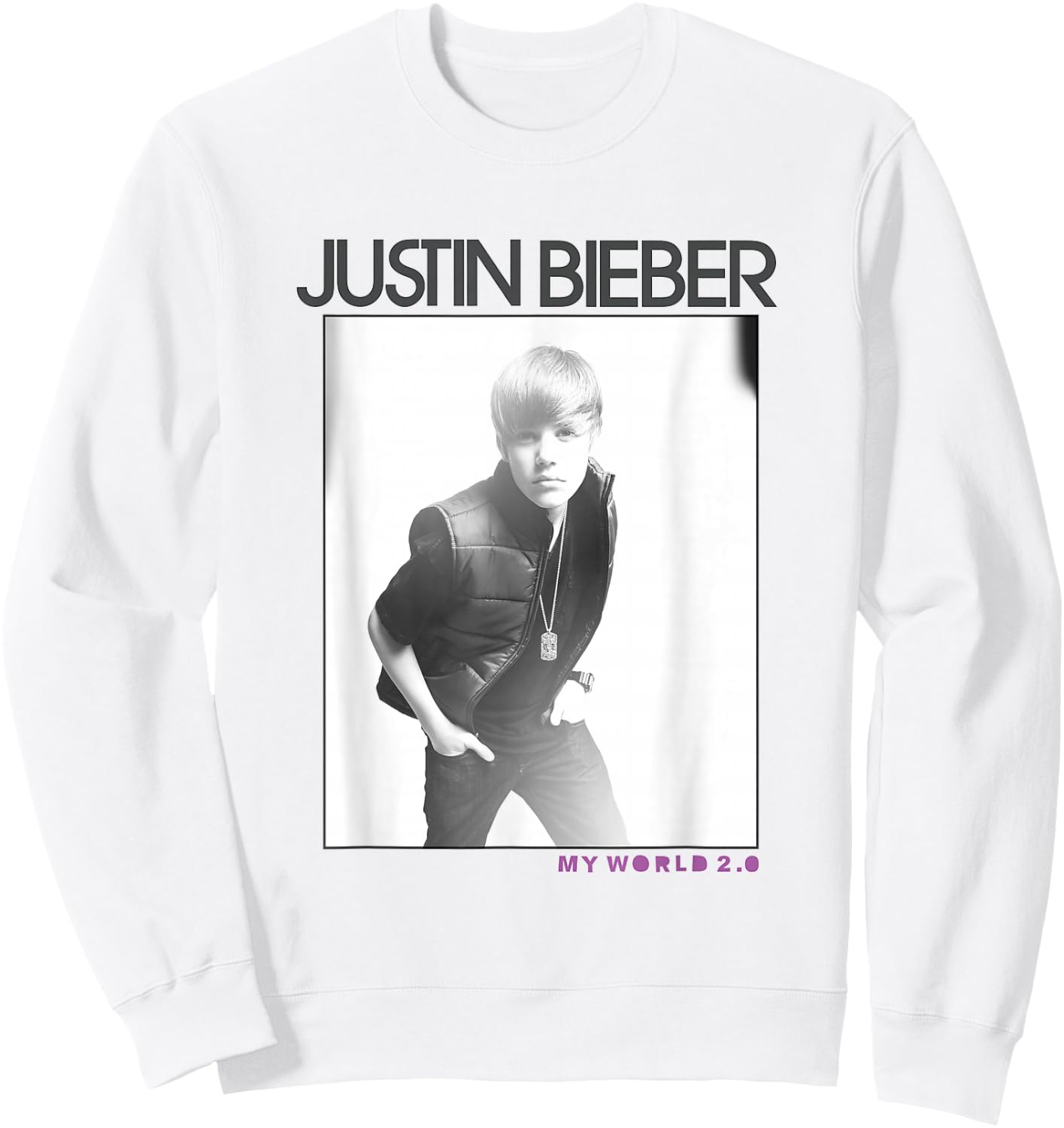 Justin Bieber Official My World 2.0 Photo Sweatshirt - Sweatshirt | White