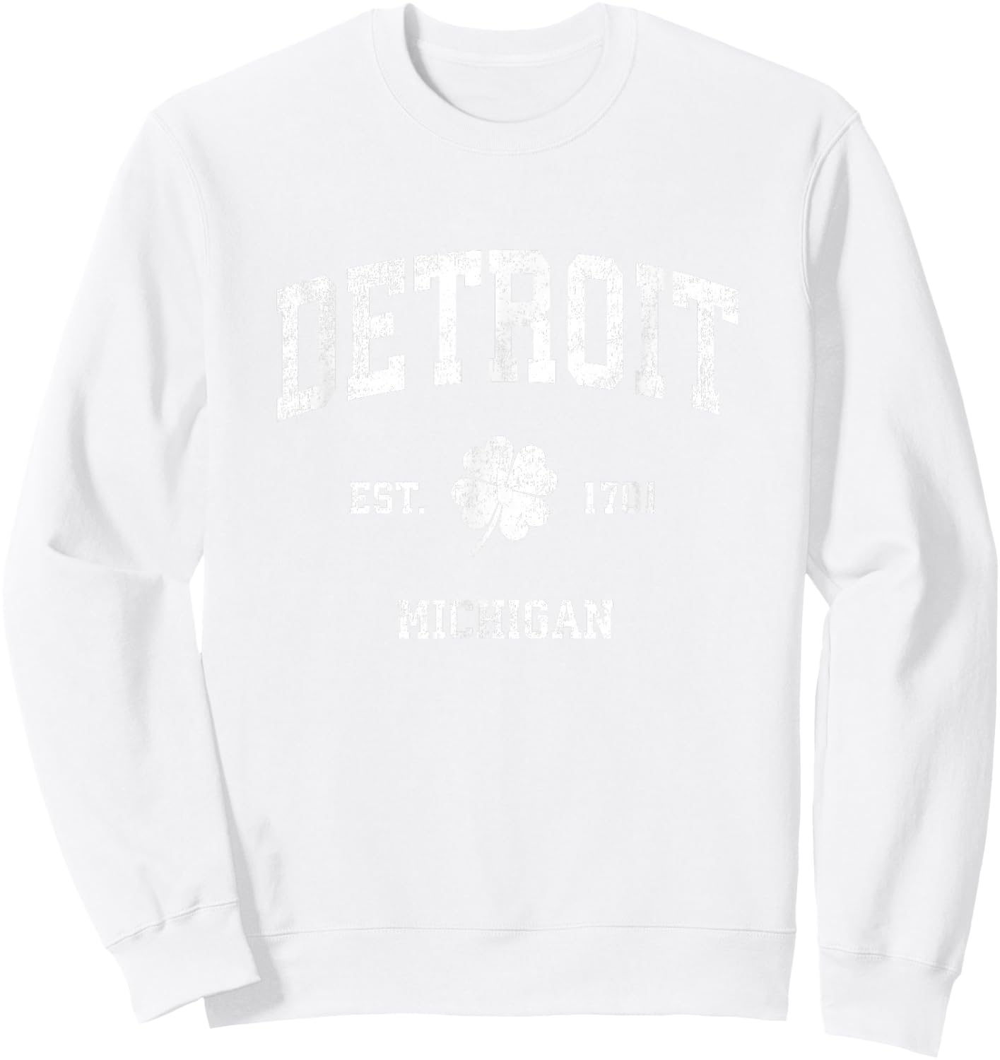 Detroit Michigan Vintage Shamrock Sports Sweatshirt - Sweatshirt | White
