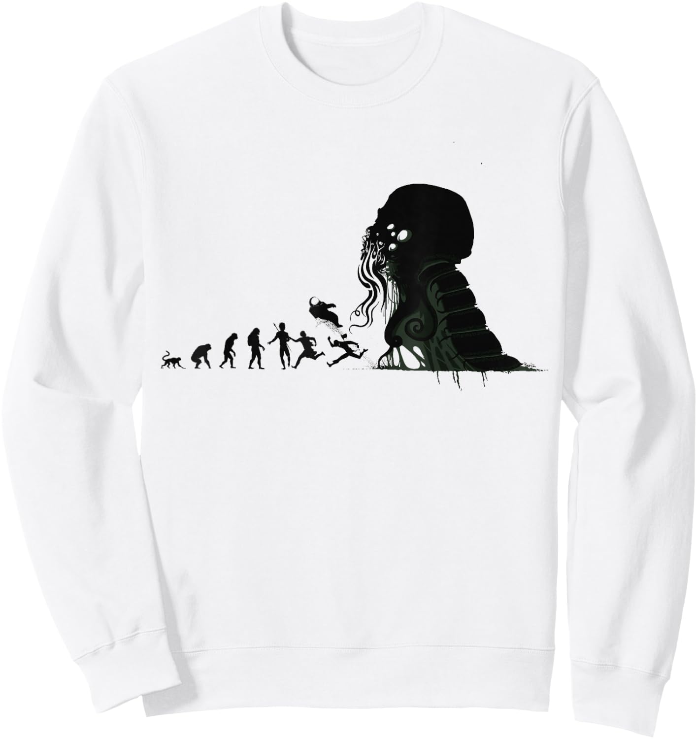 Call of Cthulhu Lovecraftian Evolution Sci-Fi Necronomicon Sweatshirt - Sweatshirt | White