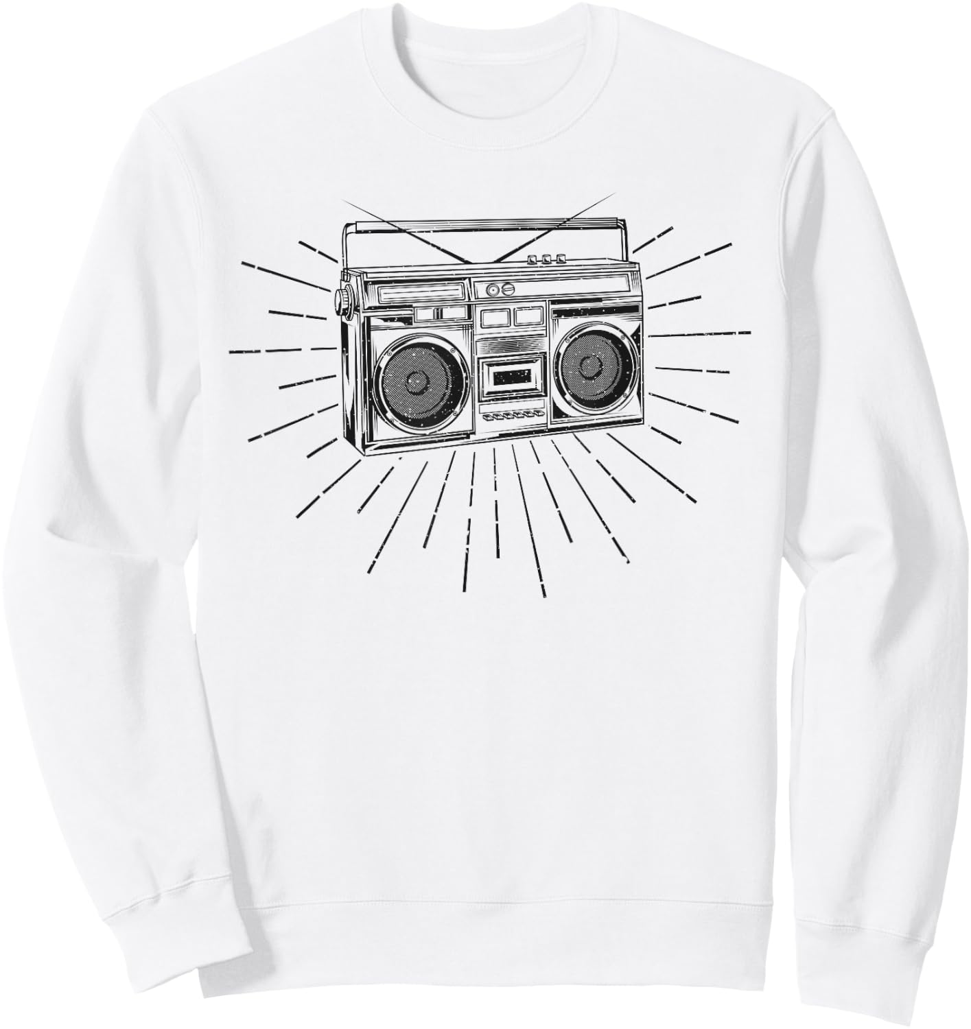 Retro Vintage 80s Boom Box Ghetto Blaster Radio Stack Sweatshirt - Sweatshirt | White