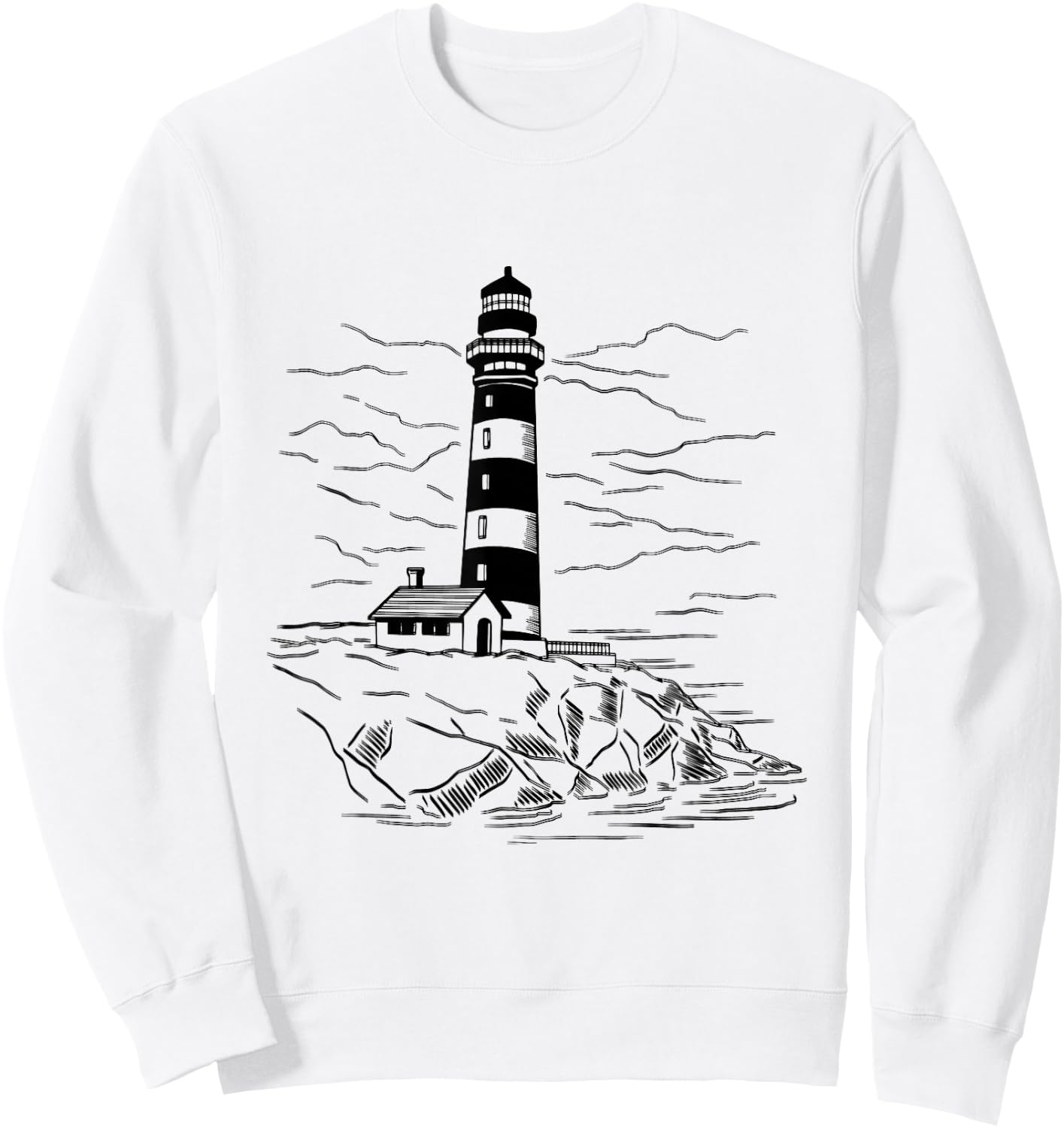 Lighthouse Seaside House Sailing Sea Beach Boating Sweatshirt - Sweatshirt | White