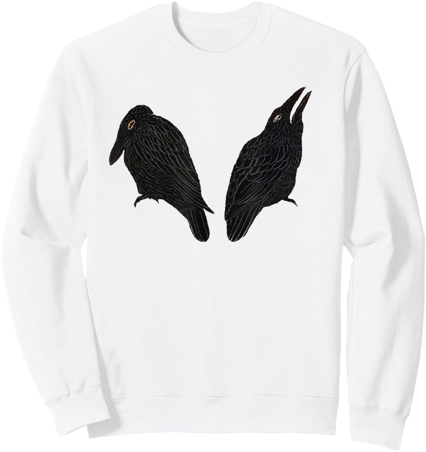 Vintage Crow & Raven Bird Illustration Sweatshirt - Sweatshirt | White