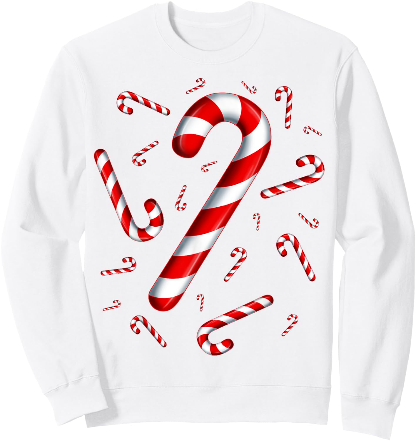 Christmas Flying Candy Cane Lover Taster Red and White Woman Sweatshirt - Sweatshirt | White