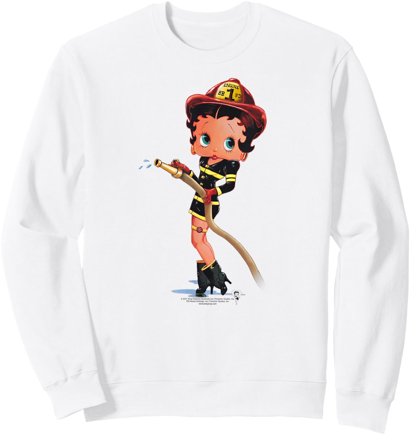 Betty Boop Firefighter Sweatshirt - Sweatshirt | White