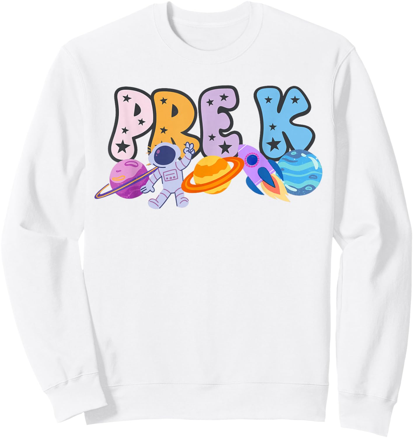 Pre K Grade Outer Space Solar System Planet Sweatshirt - Sweatshirt | White