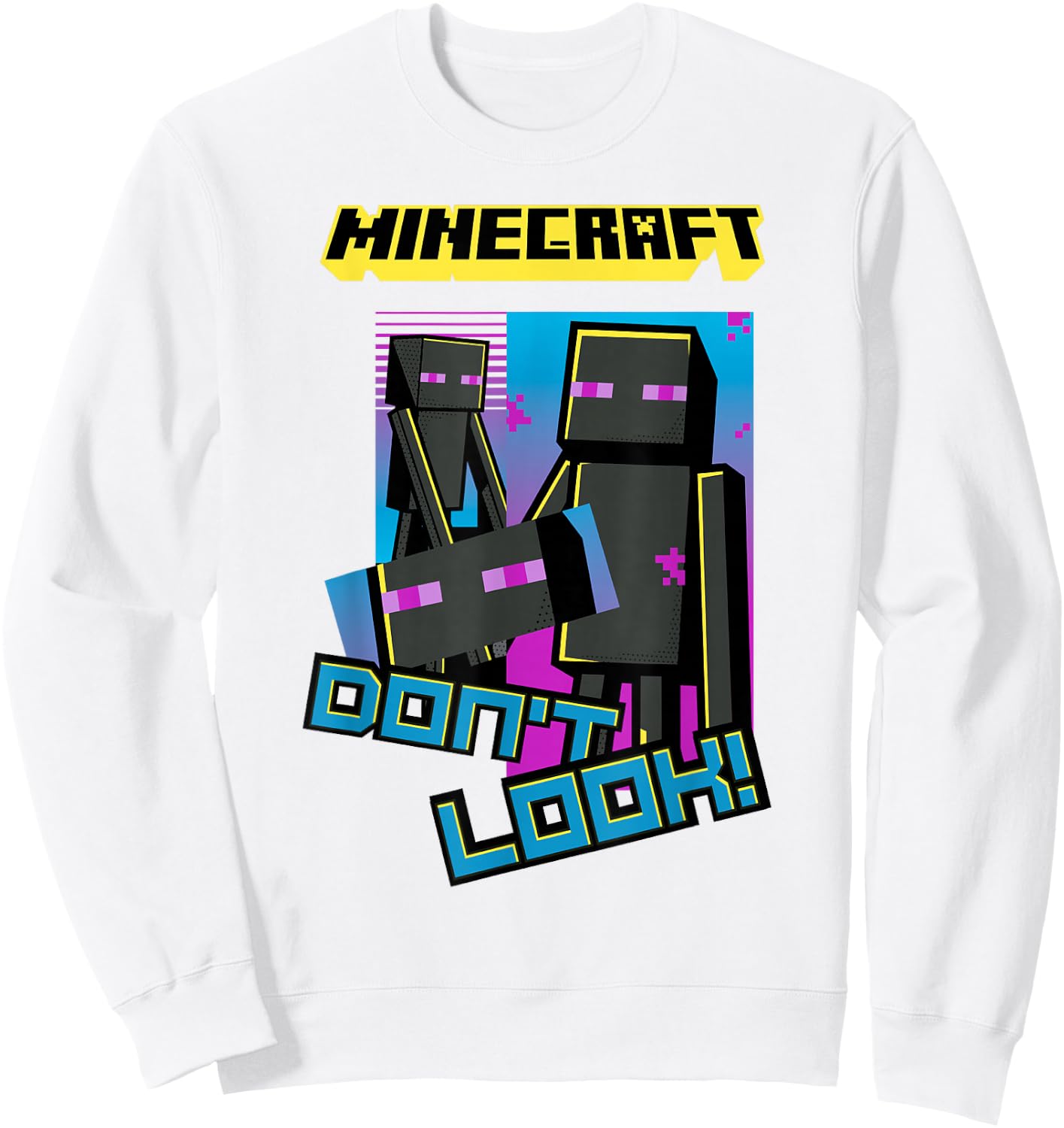 Minecraft Enderman Don't Look! Poster Sweatshirt - Sweatshirt | White