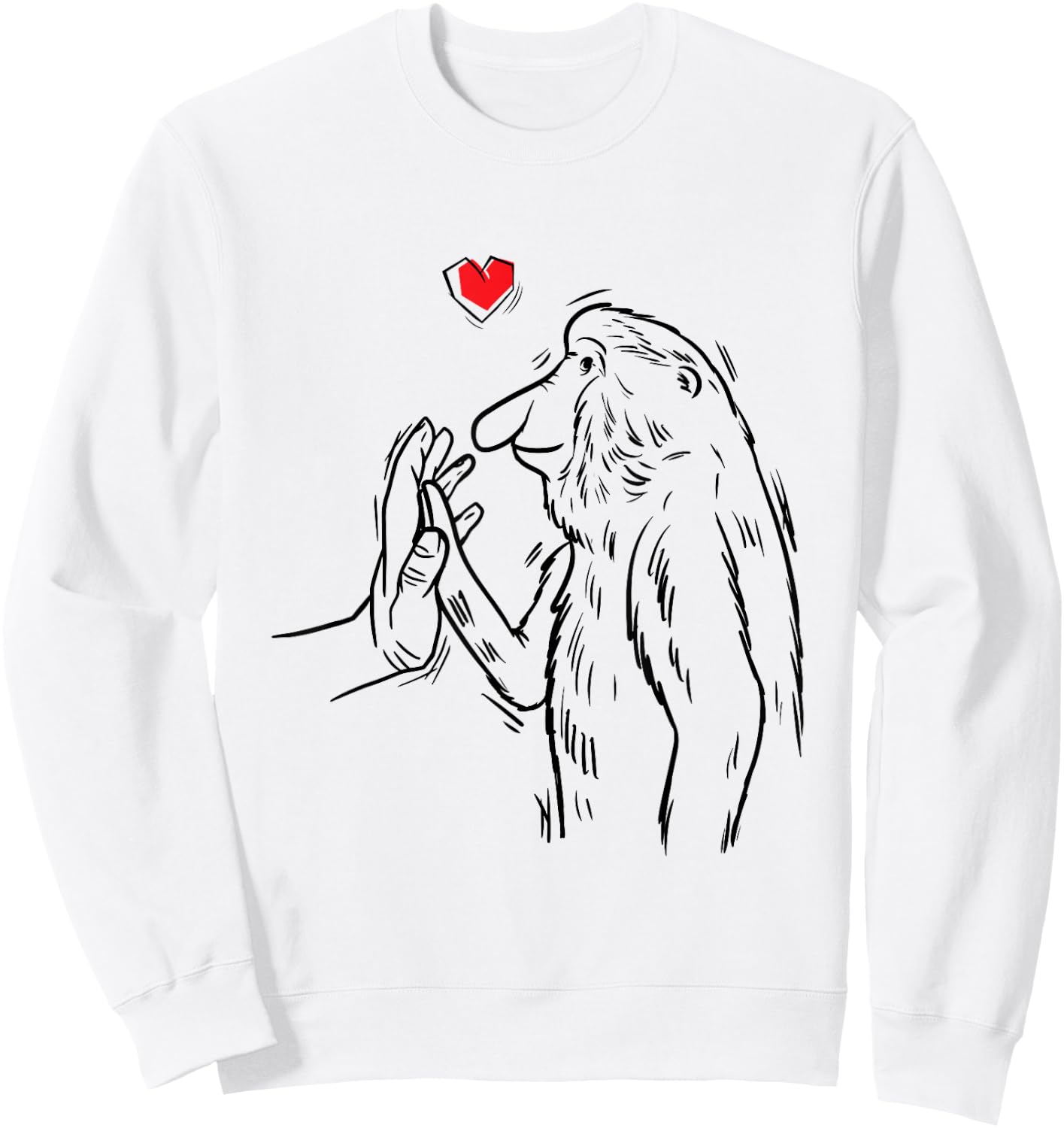 Malaffealuv Proboscis Monkey Long-Nosed Monkey -Adults , Grey, Small, Short Sleeve Sweatshirt - Sweatshirt | White